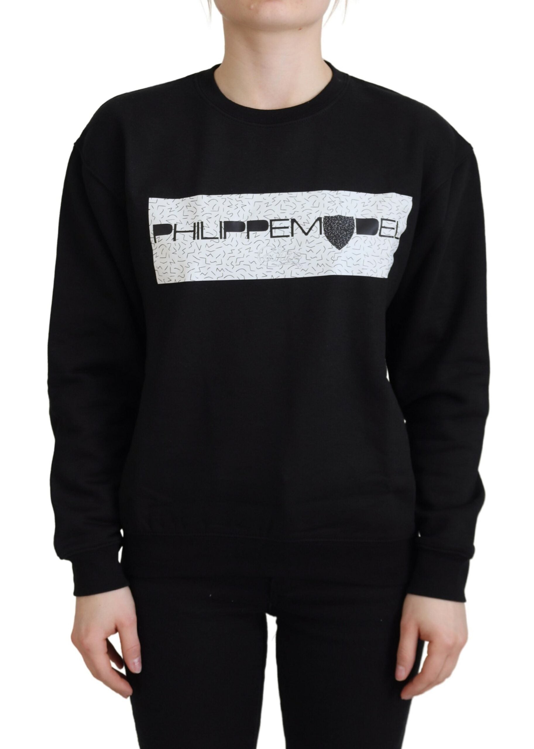 Philippe Model Chic Schwarz bedruckter Baumwollpullover
