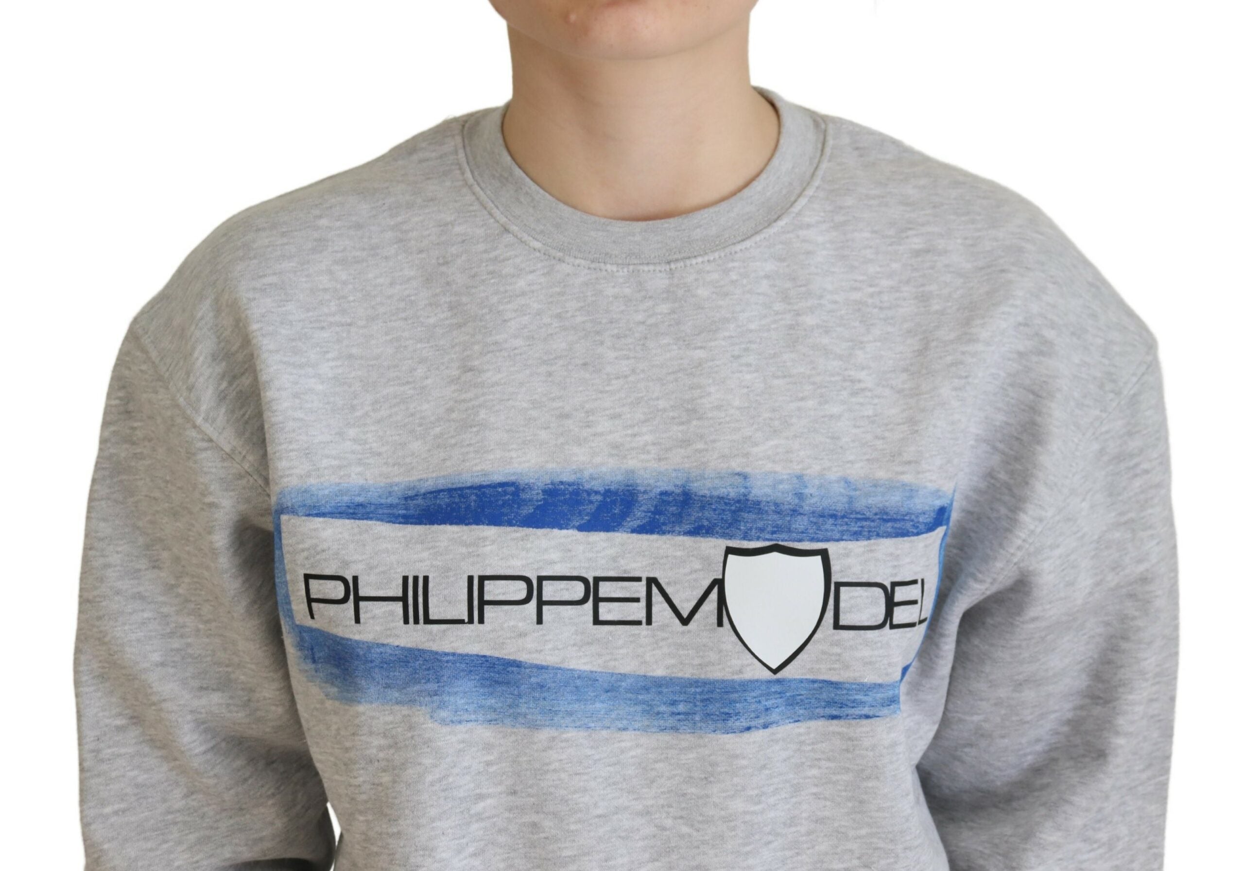 Philippe Model Eleganter grauer bedruckter Baumwollpullover