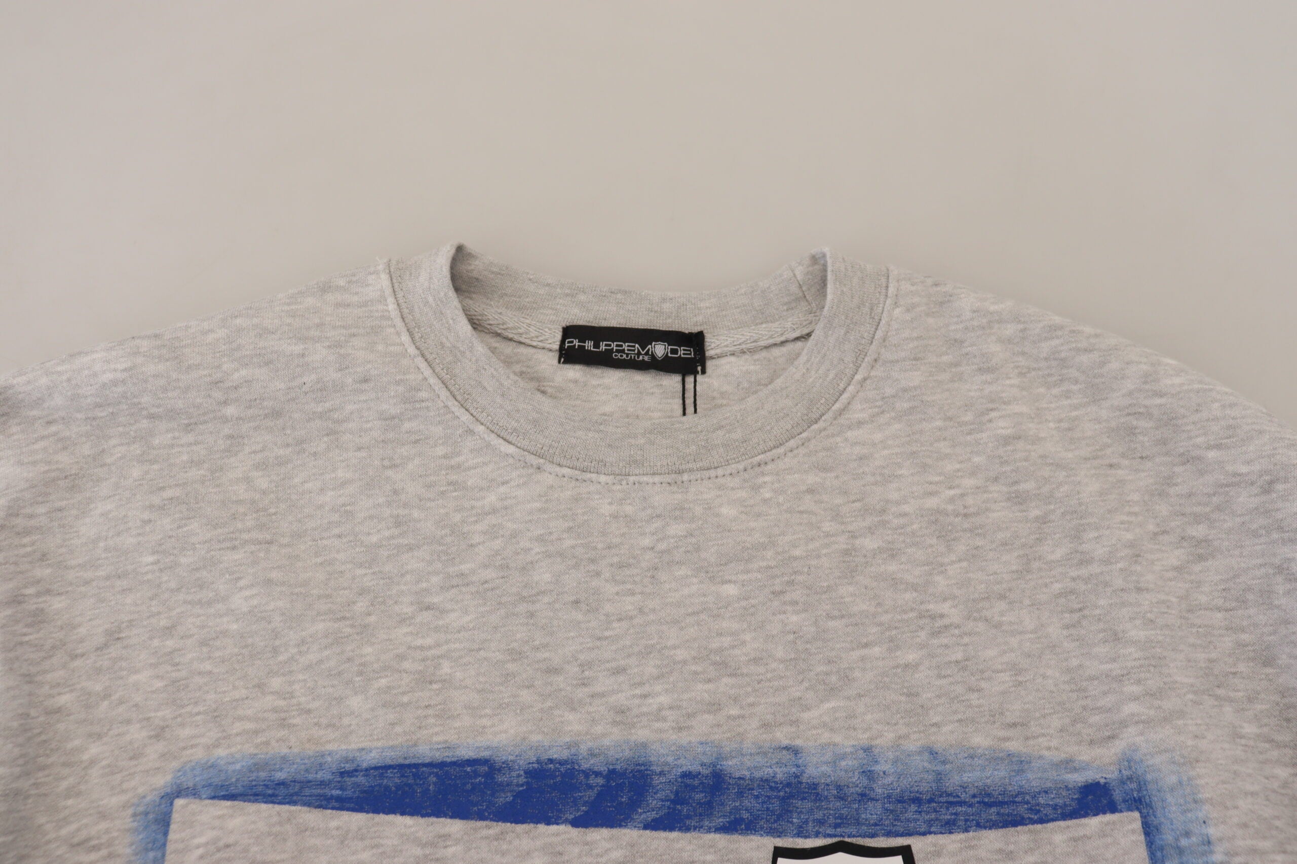 Philippe Model Eleganter grauer bedruckter Baumwollpullover