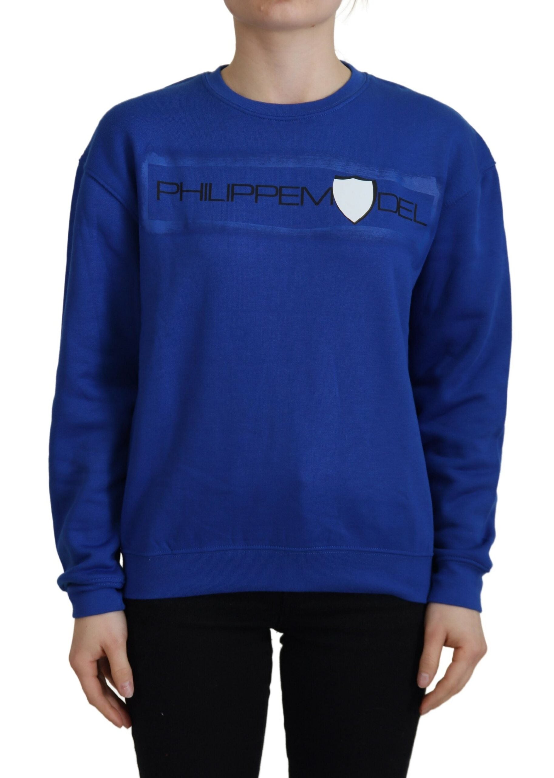 Philippe Model Chic Blau bedruckter Langarmpullover