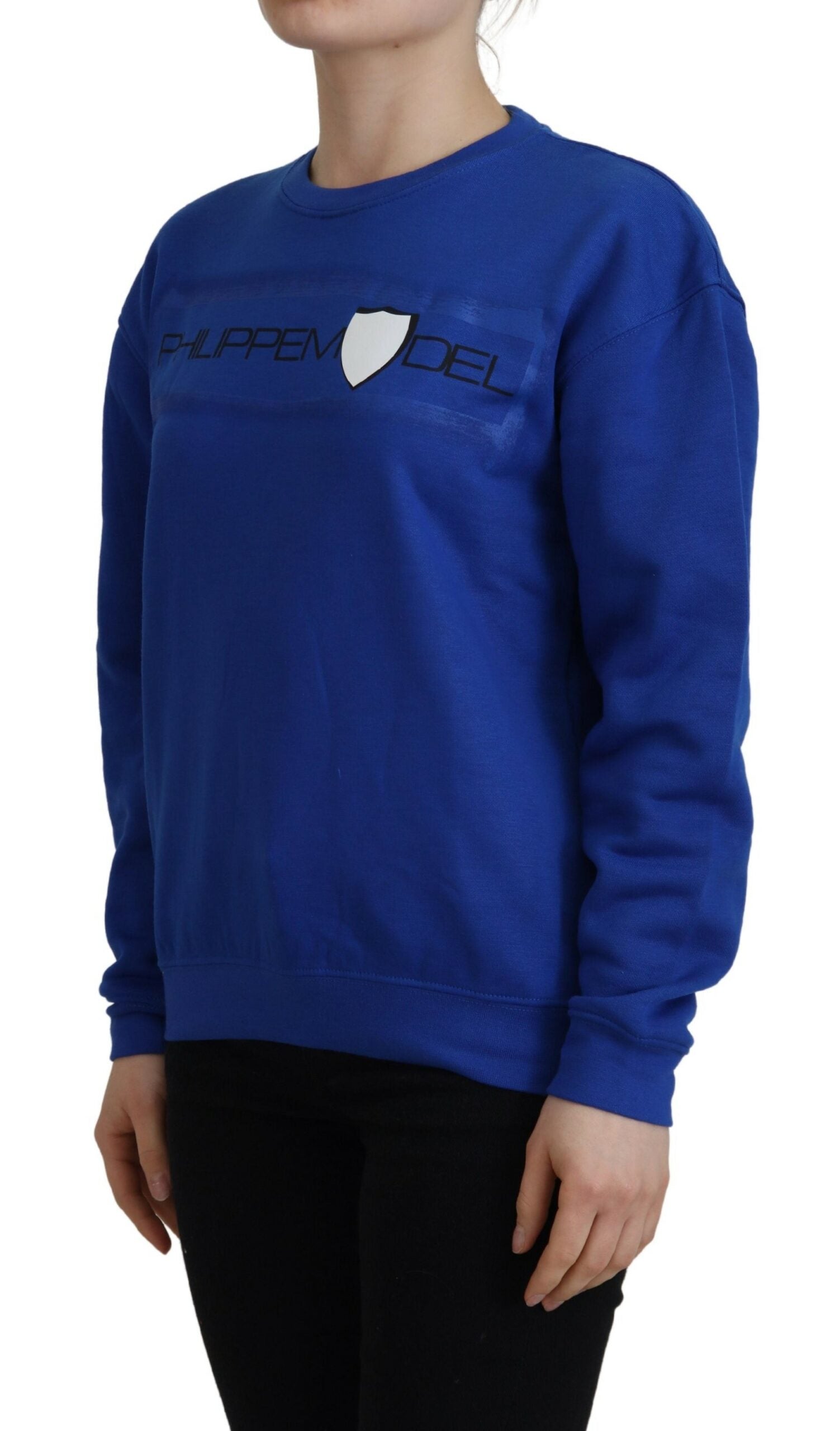 Philippe Model Chic Blau bedruckter Langarmpullover