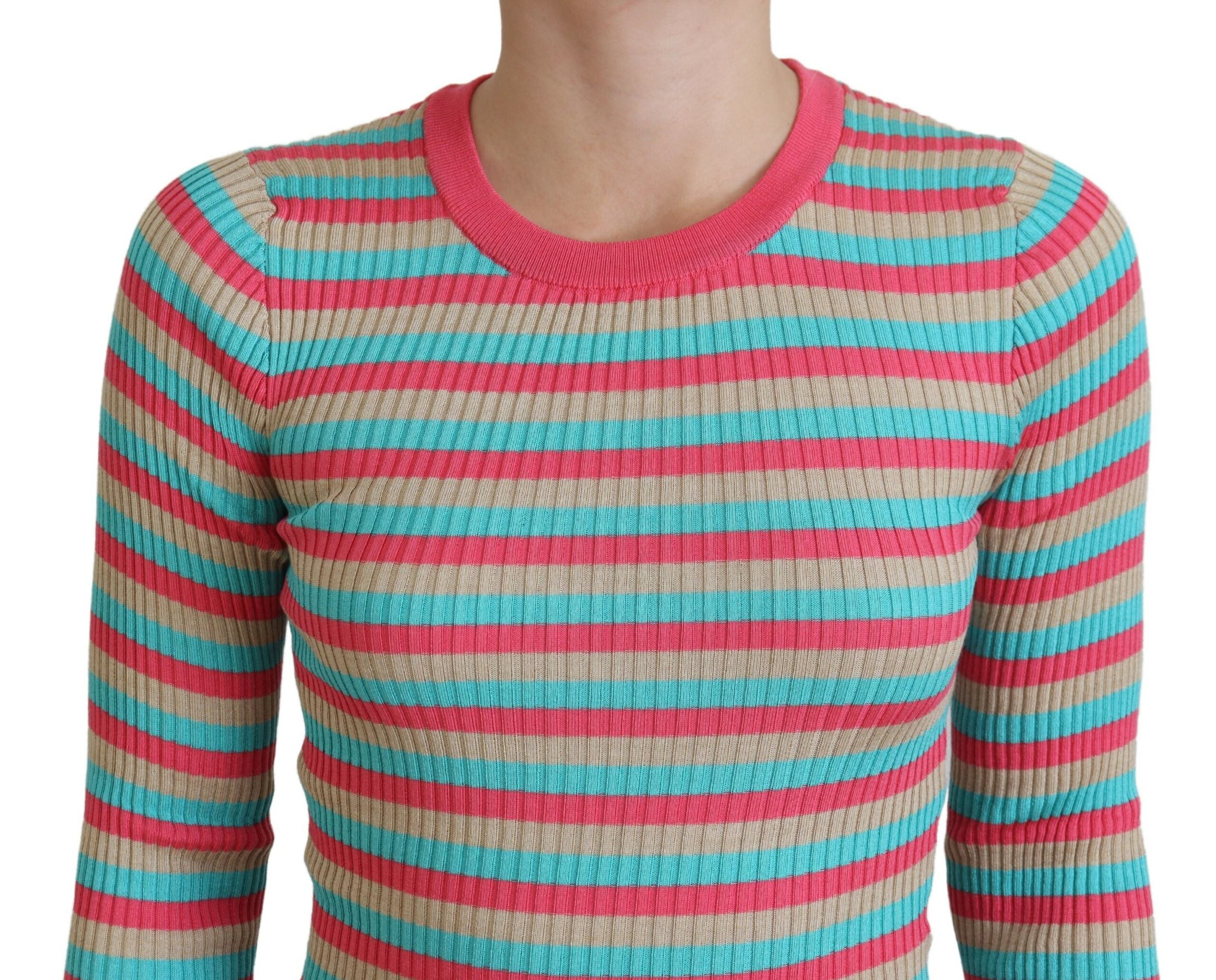 Dolce &amp; Gabbana Eleganter gestreifter Seidenpullover mit Rundhalsausschnitt