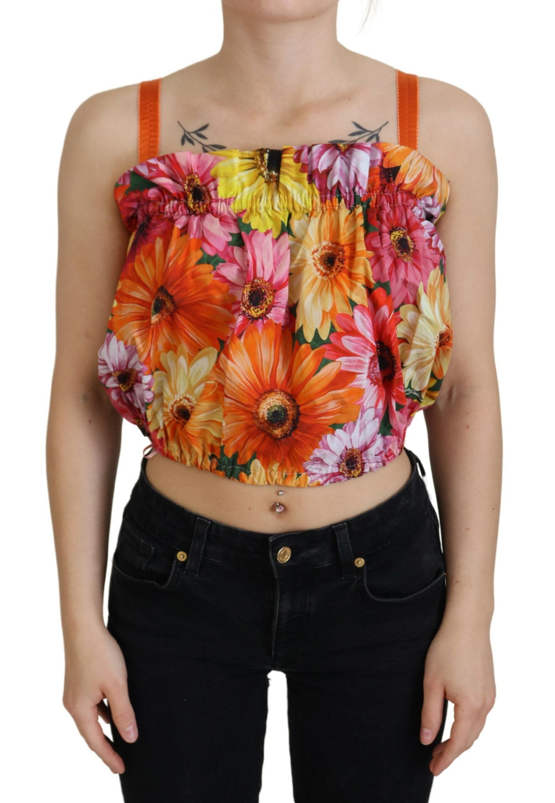 Bluză scurtă fără mâneci cu imprimeu floral Dolce &amp; Gabbana