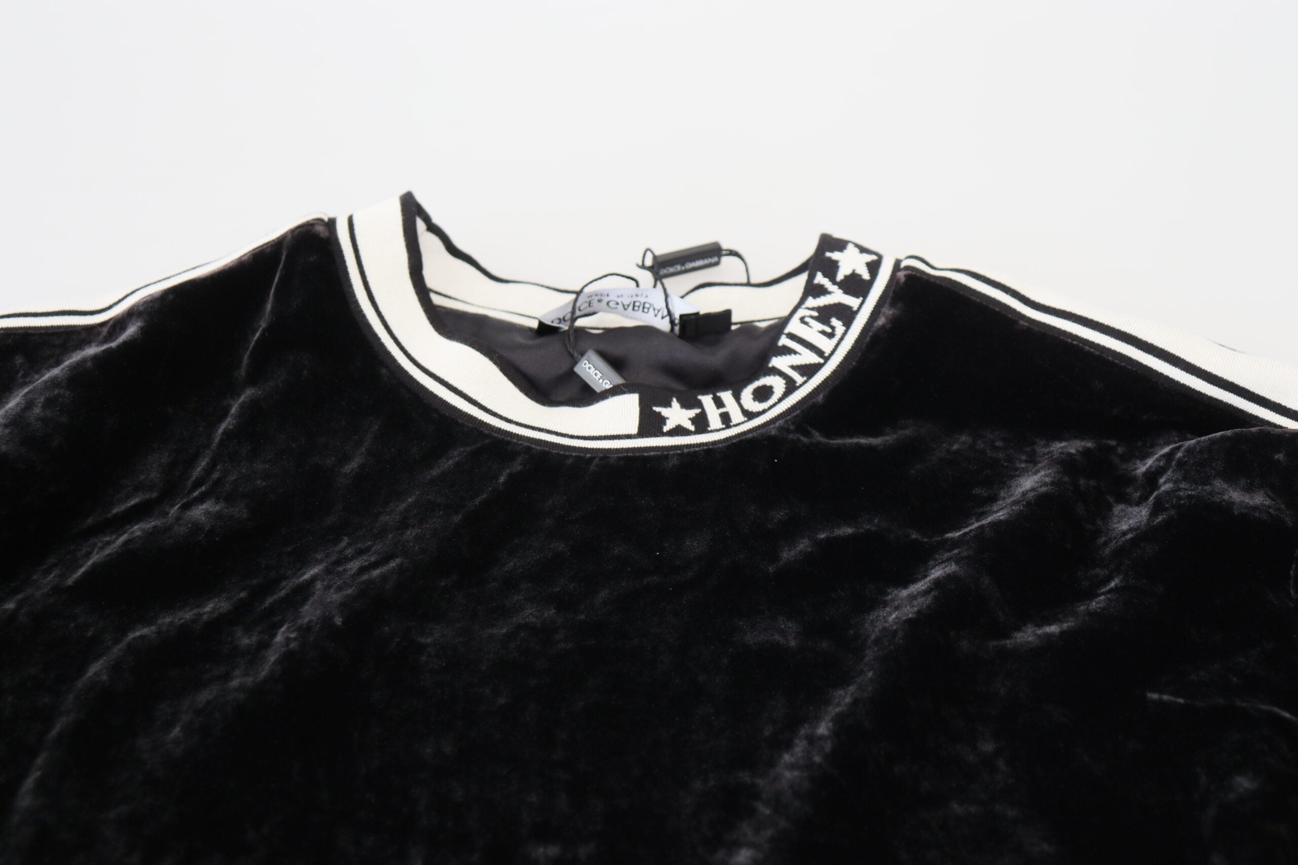 Dolce &amp; Gabbana Eleganter Pullover aus Seidenmischung und Samt
