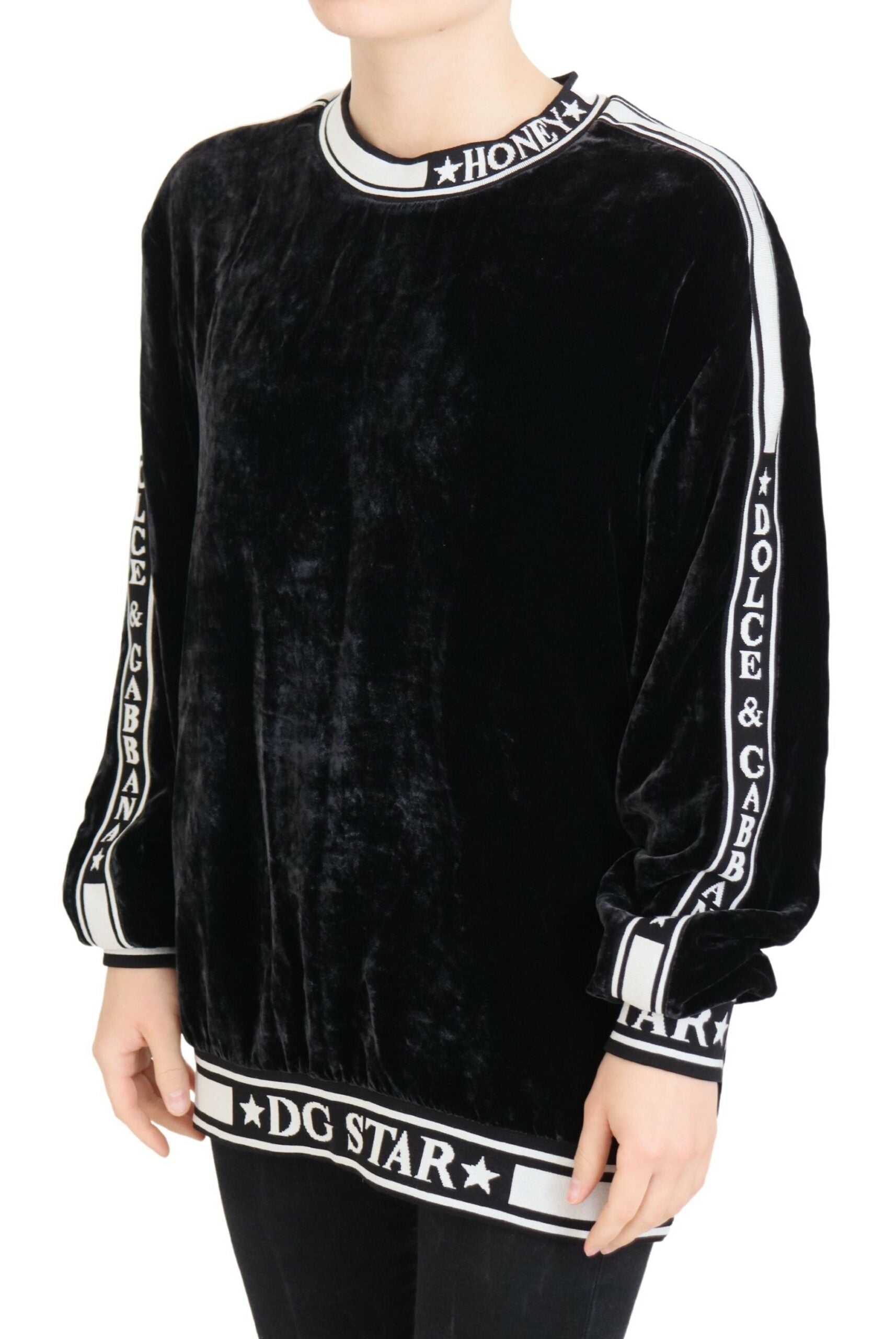 Dolce &amp; Gabbana Eleganter Pullover aus Seidenmischung und Samt