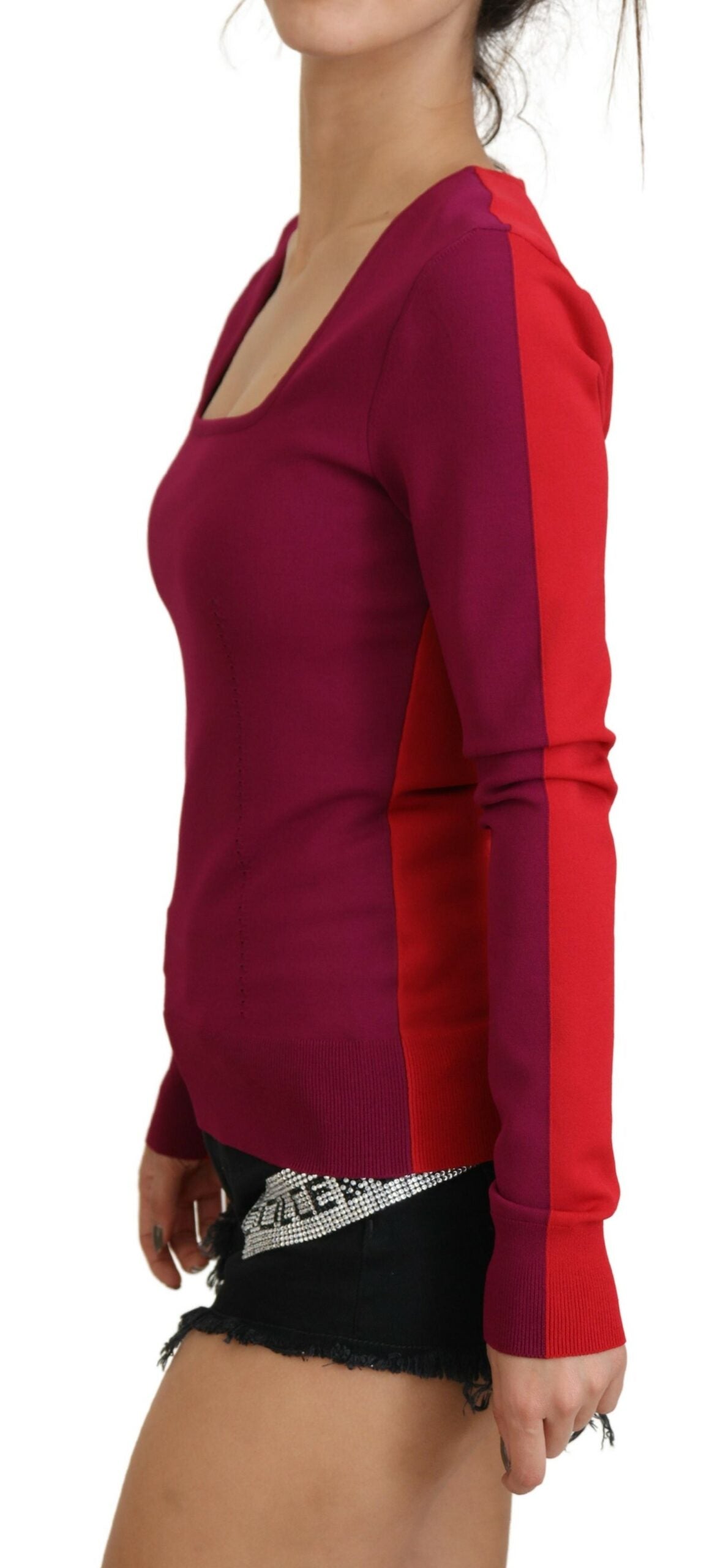 Dolce &amp; Gabbana Mehrfarbiger Pullover mit quadratischem Ausschnitt