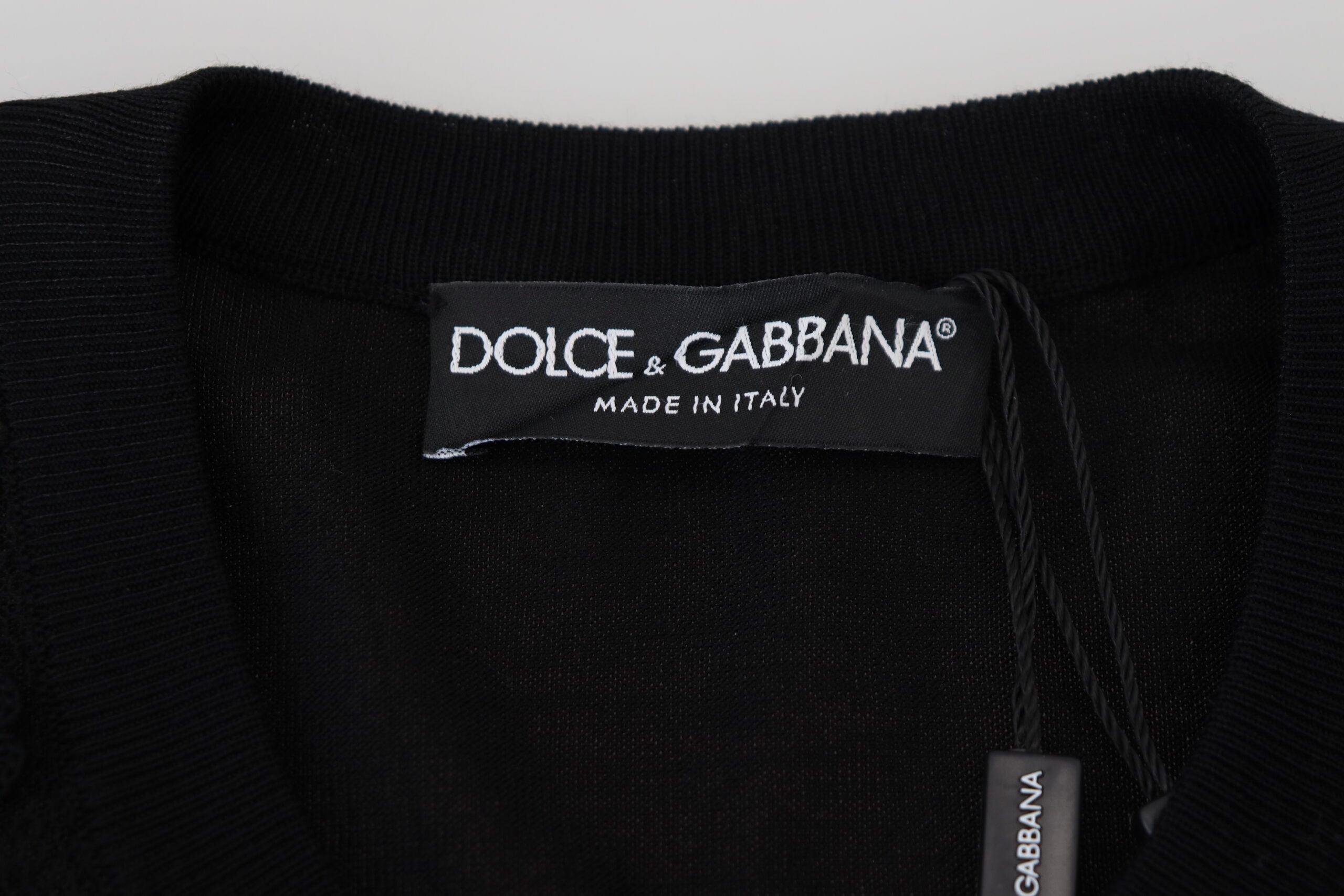 Dolce &amp; Gabbana Eleganter schwarzer Cardigan-Pullover mit Blumenspitze