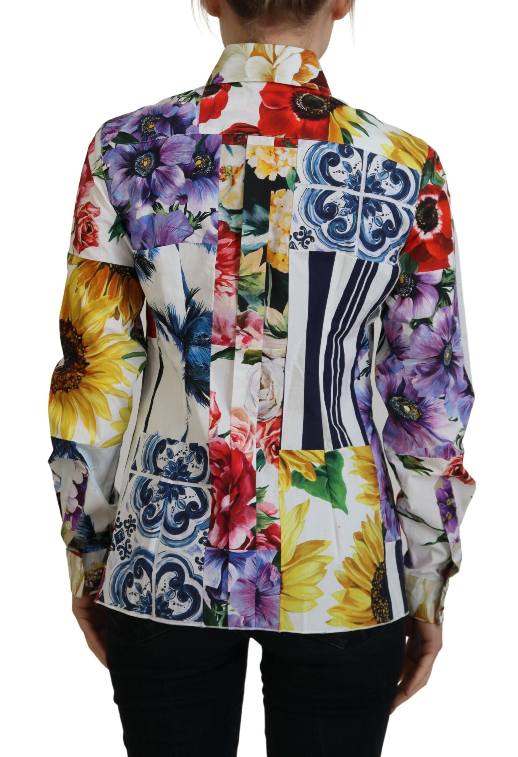 Dolce &amp; Gabbana Bluză elegantă cu mânecă lungă din bumbac, cu imprimeu floral