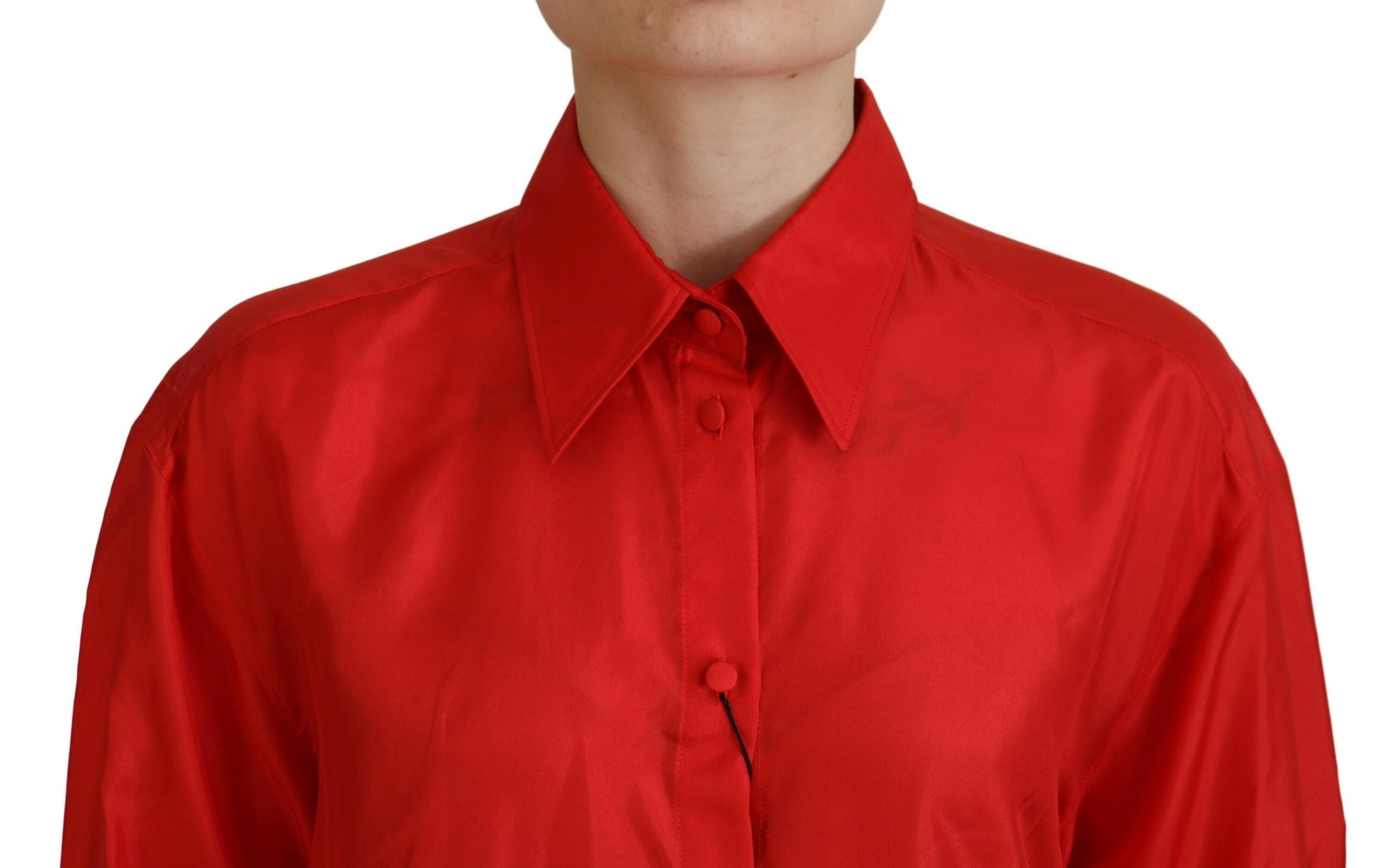 Dolce &amp; Gabbana - Bluză polo elegantă cu guler din mătase și mânecă lungă