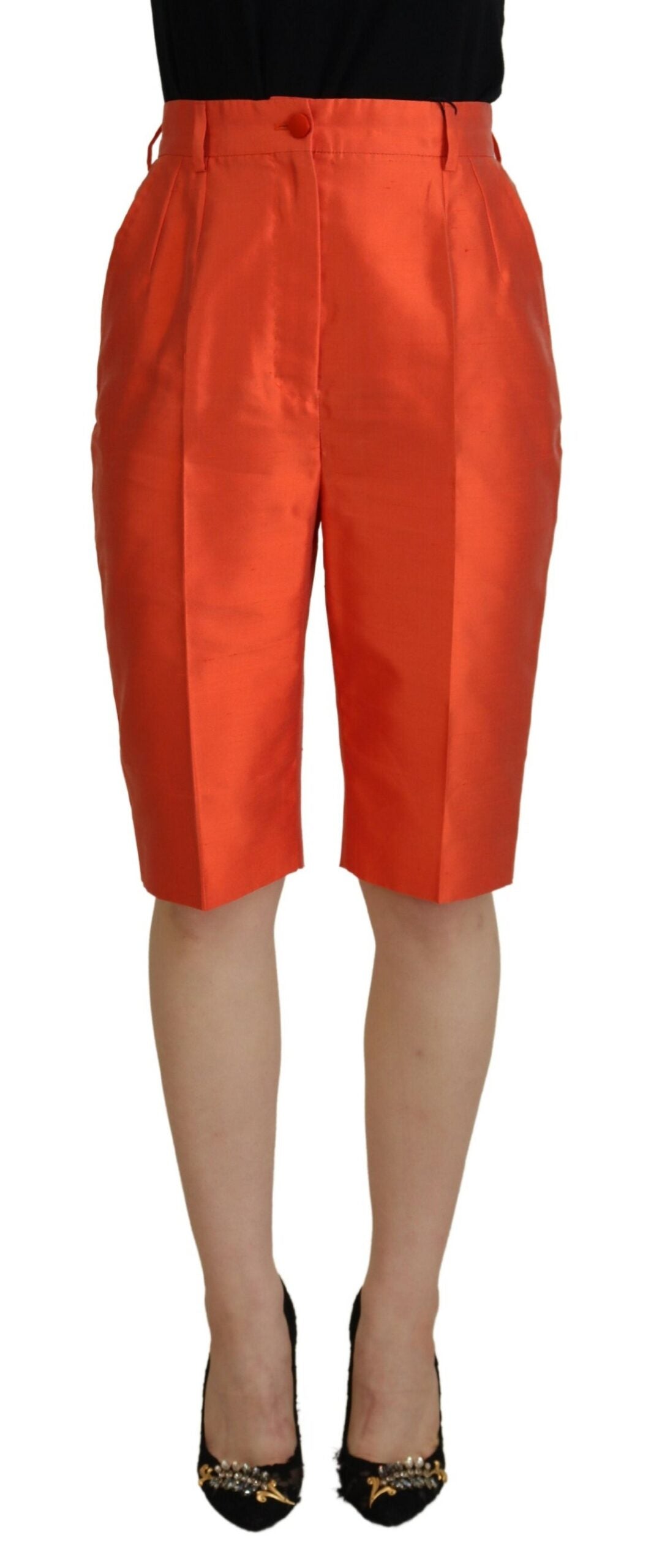 Pantaloni scurți eleganți din mătase cu talie înaltă Dolce &amp; Gabbana