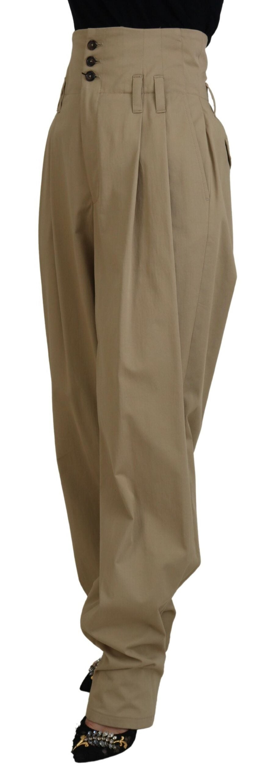 Pantaloni eleganți Dolce &amp; Gabbana cu talie înaltă și conici