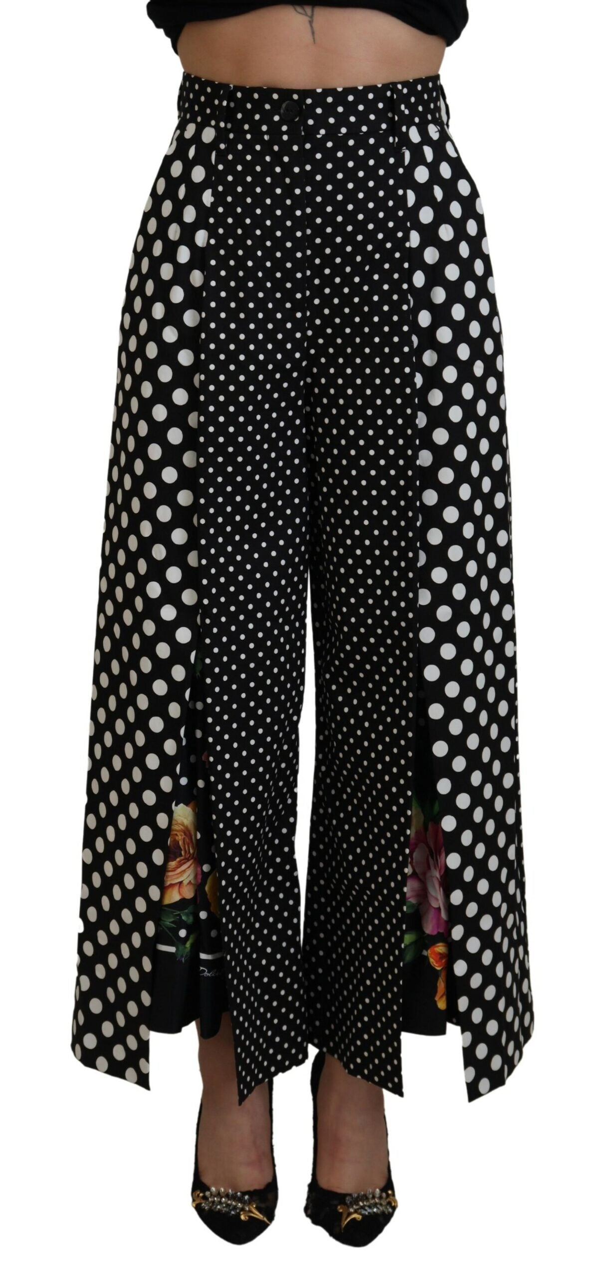 Pantaloni eleganți cu buline și talie înaltă Dolce &amp; Gabbana