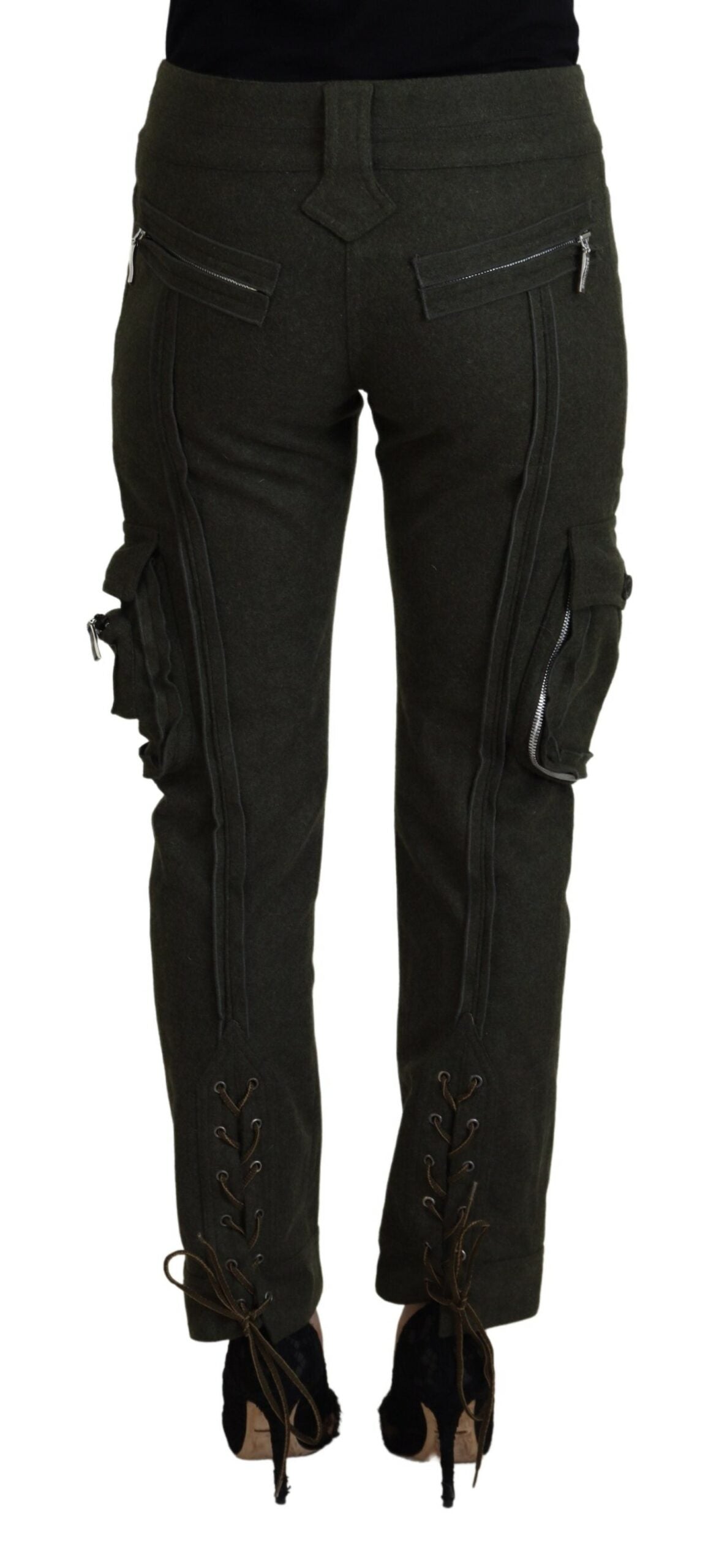 Ermanno Scervino Elegante, konisch zulaufende Hose aus grüner Wollmischung