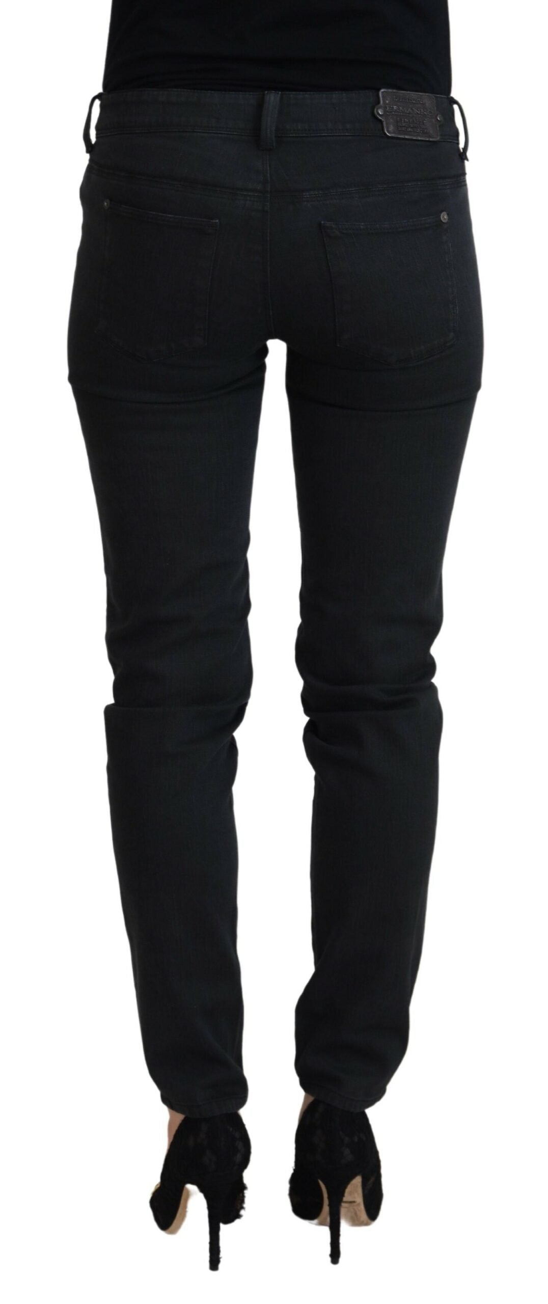 Blugi skinny negri cu talie joasă Ermanno Scervino Chic