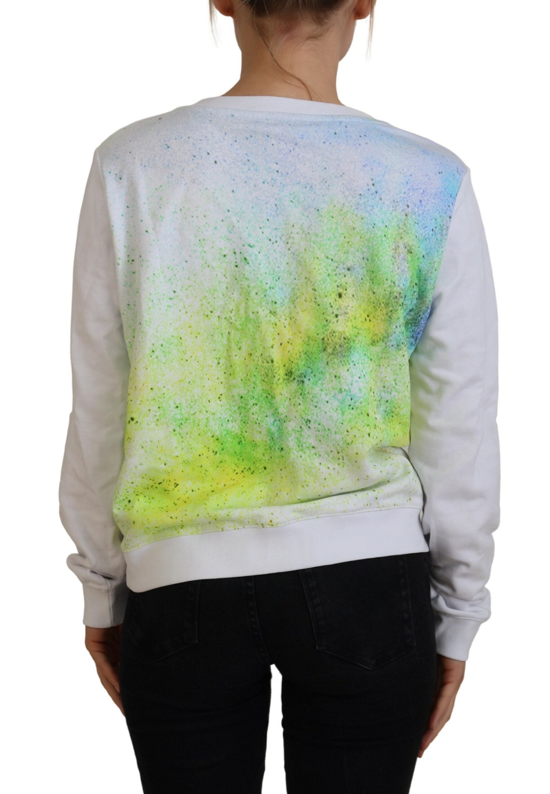 Versace Jeans Eleganter weißer Pullover mit Rundhalsausschnitt und Grafik