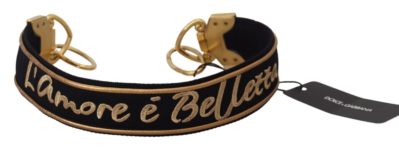 Dolce &amp; Gabbana Geantă de umăr elegantă aurie neagră cu curea