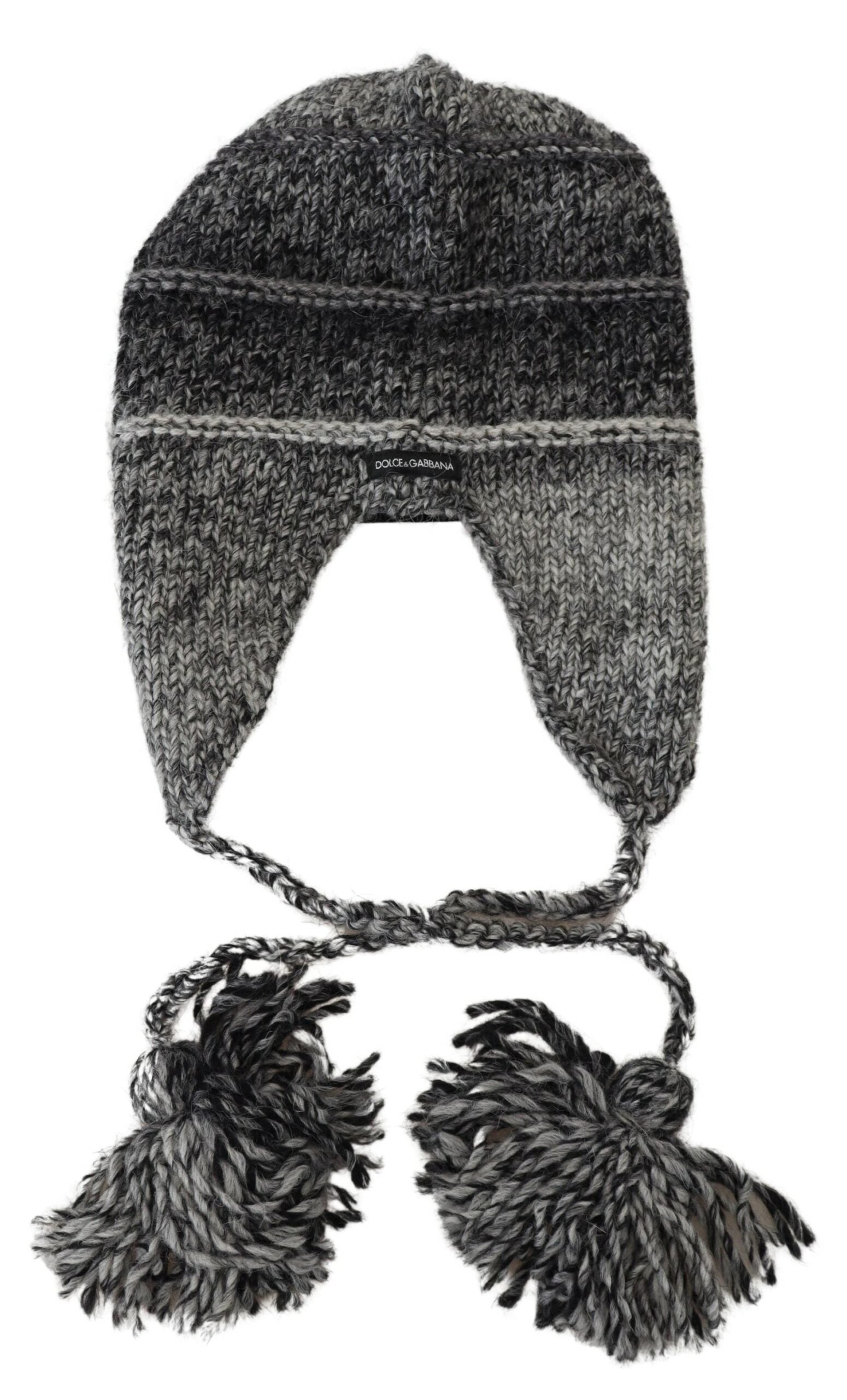 Căciulă elegantă tricotată gri Dolce &amp; Gabbana
