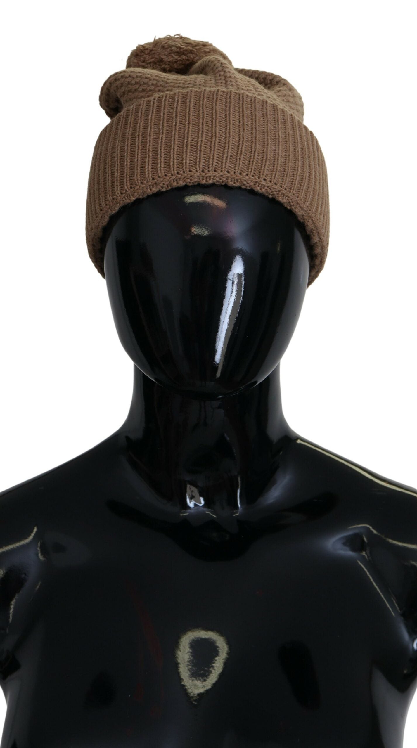 Căciulă elegantă tricotată cu imprimeu camel Dolce &amp; Gabbana și accent de blană
