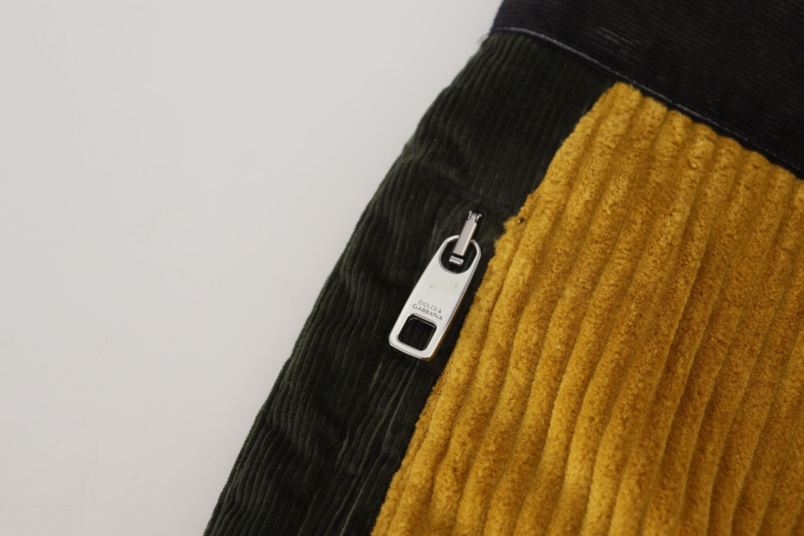 Dolce &amp; Gabbana Elegante schwarze konische Hose mit gelbem Akzent