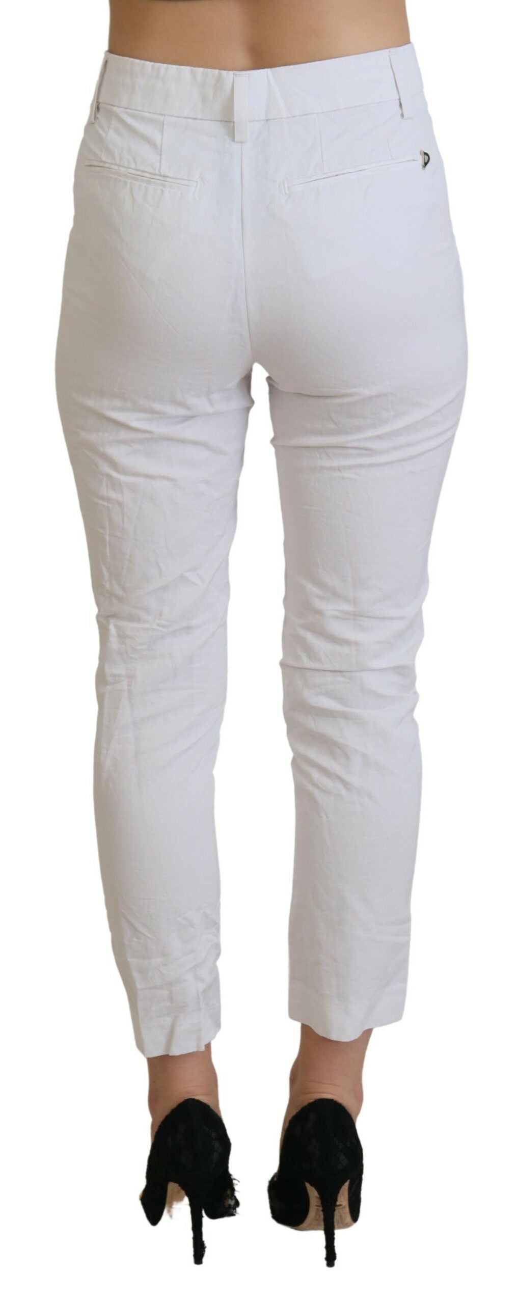 Dondup Elegante, hoch taillierte, konische weiße Hose
