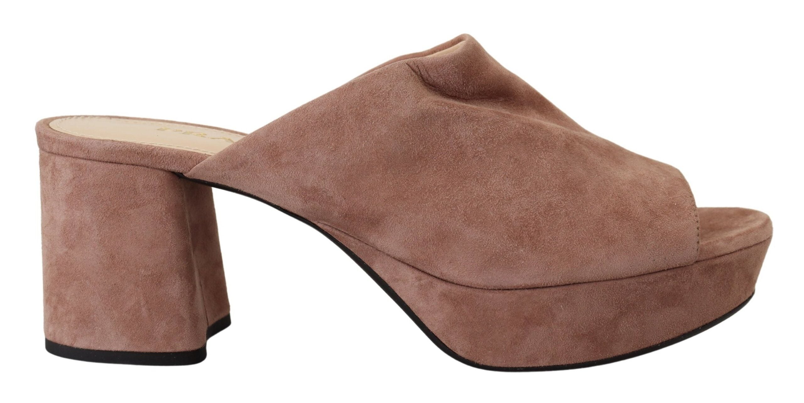 Tocuri elegante din piele întoarsă roz închis Prada