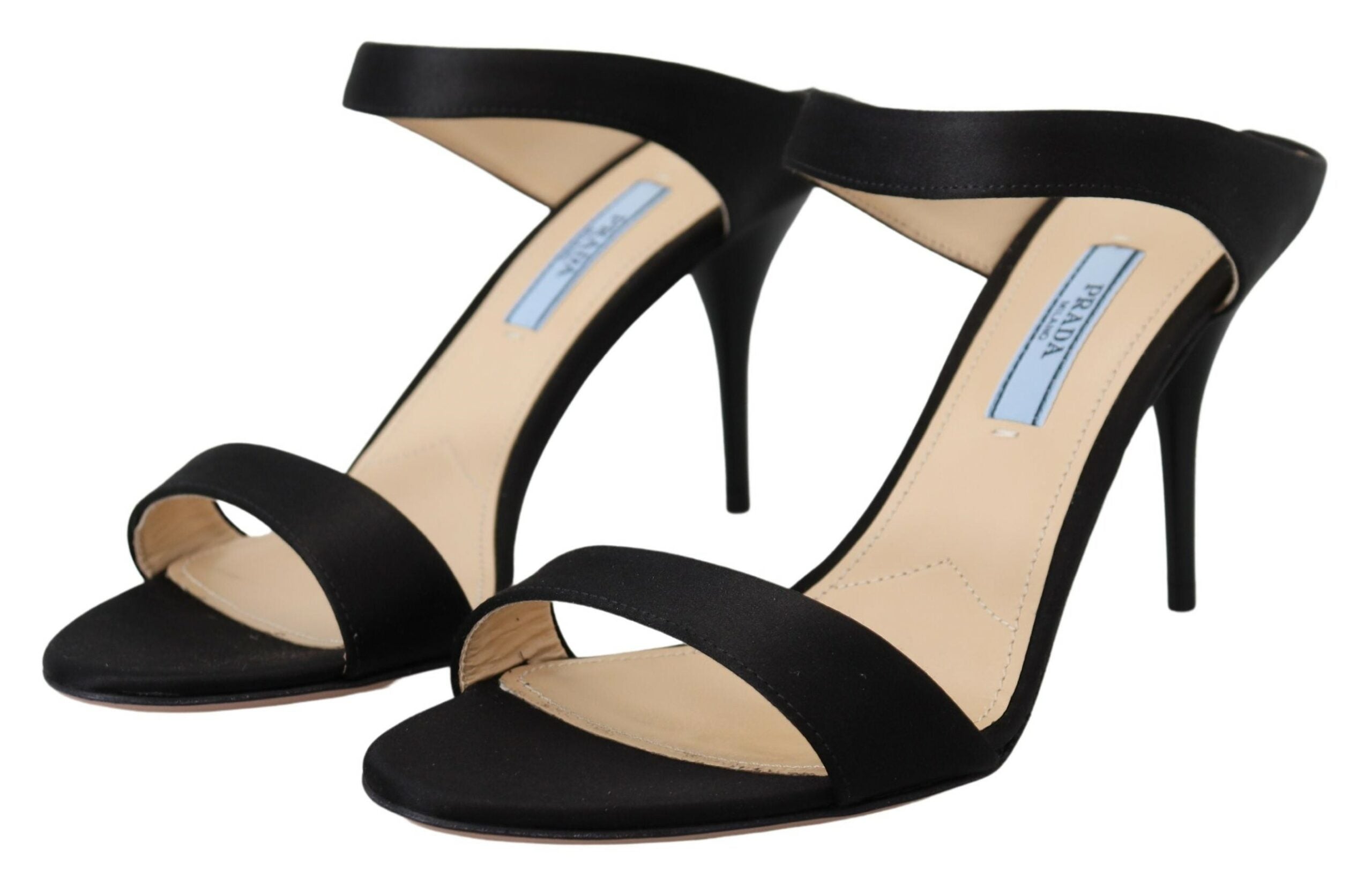 Pantofi cu toc eleganti din piele neagră Prada