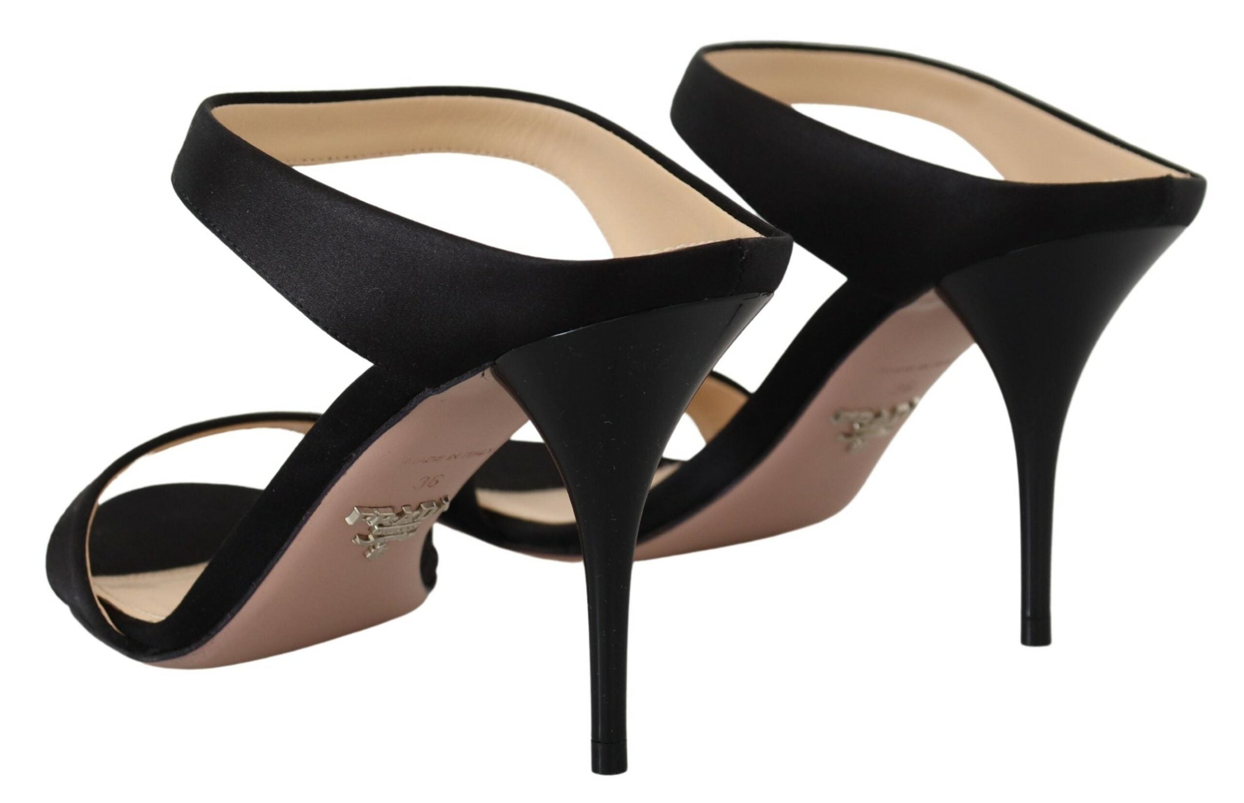 Pantofi cu toc eleganti din piele neagră Prada