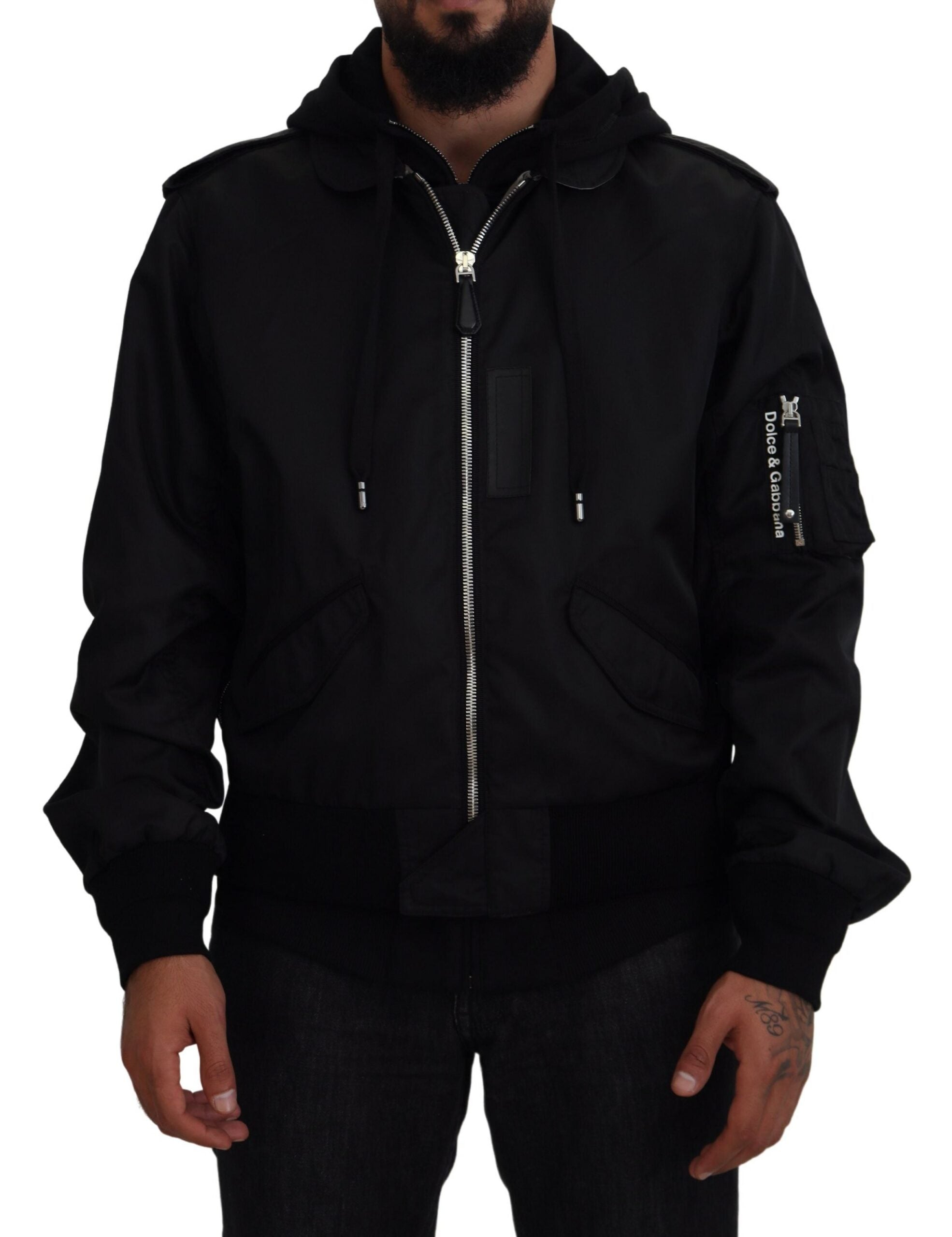 Dolce &amp; Gabbana Jachetă bomber elegantă cu glugă neagră