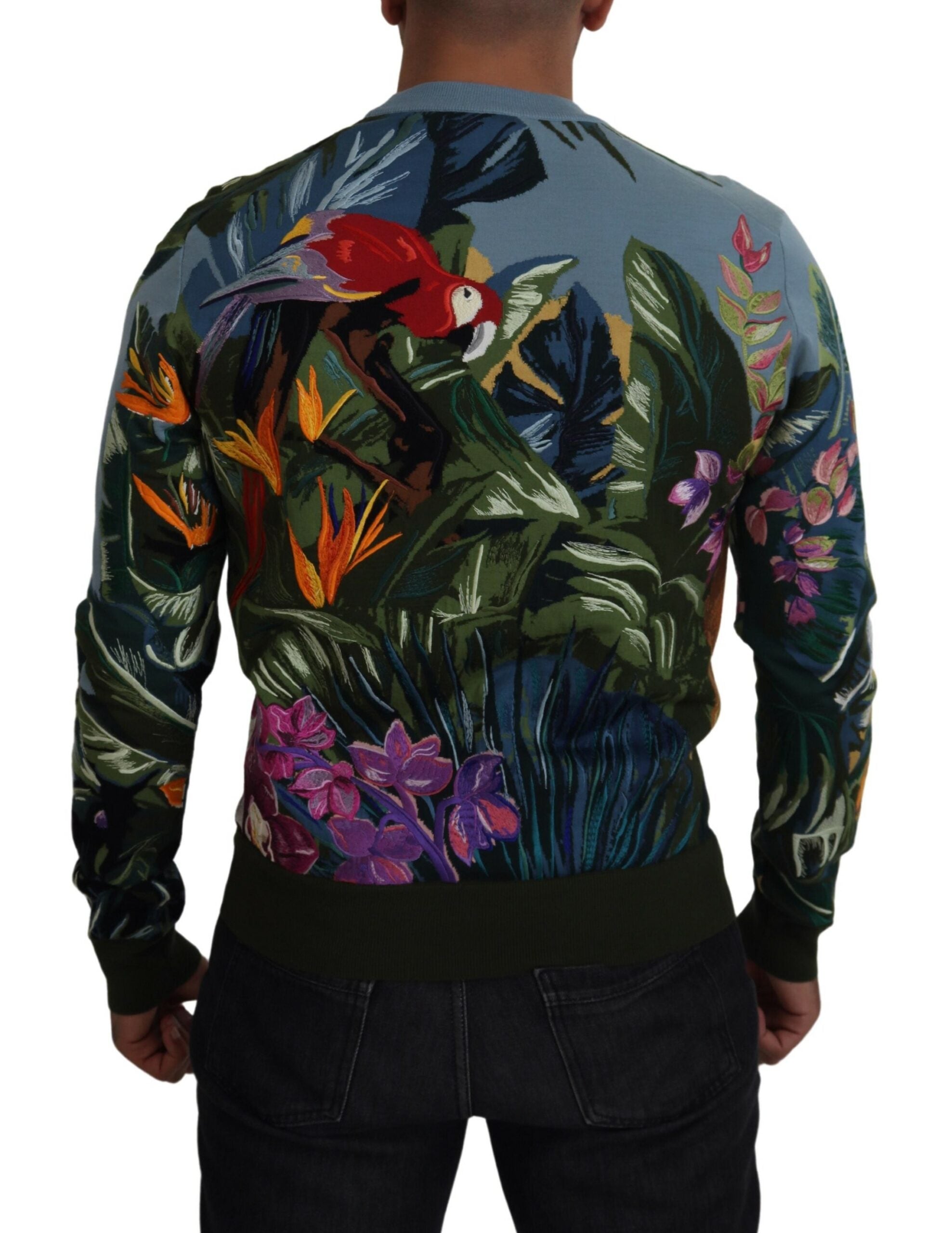 Dolce &amp; Gabbana Pullover aus Wolle und Seide mit Jungle-Stickerei