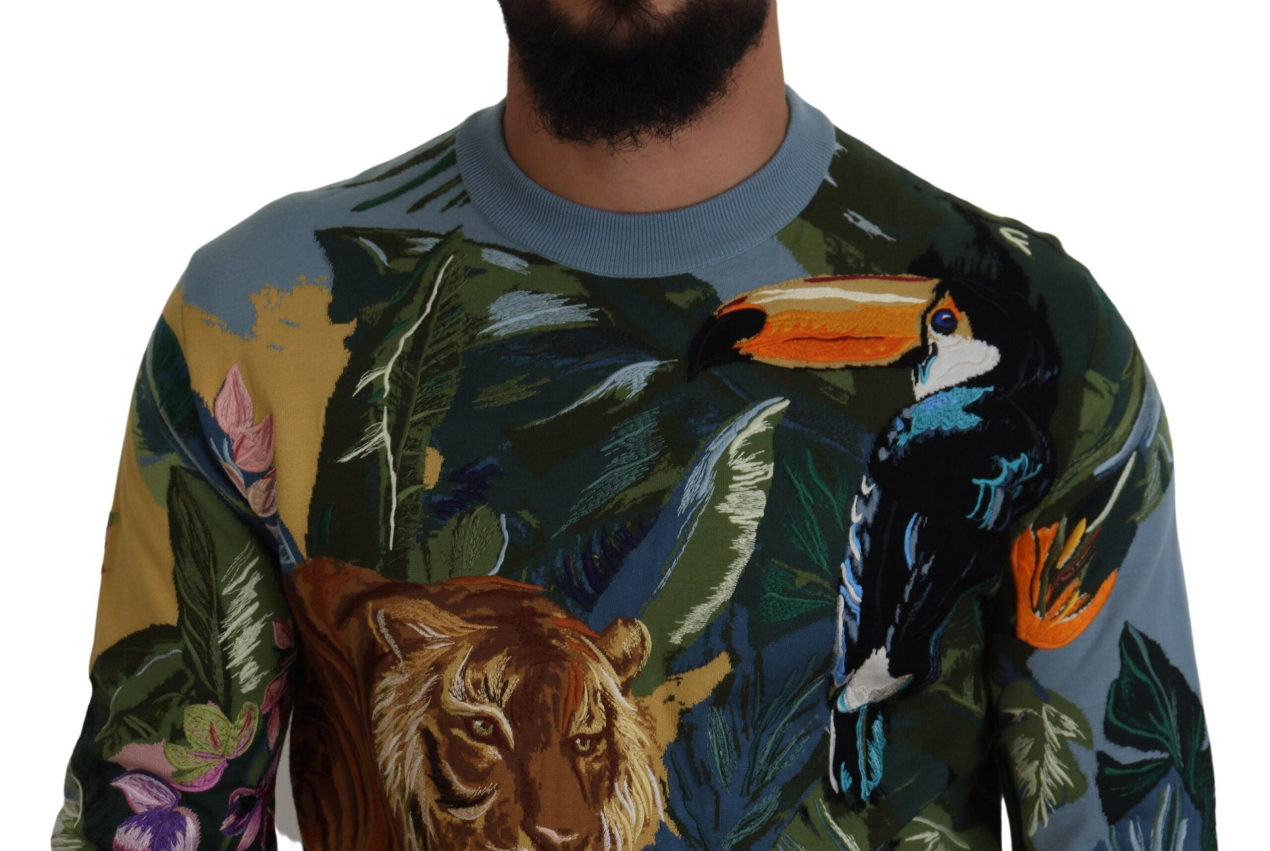 Dolce &amp; Gabbana Pullover aus Wolle und Seide mit Jungle-Stickerei