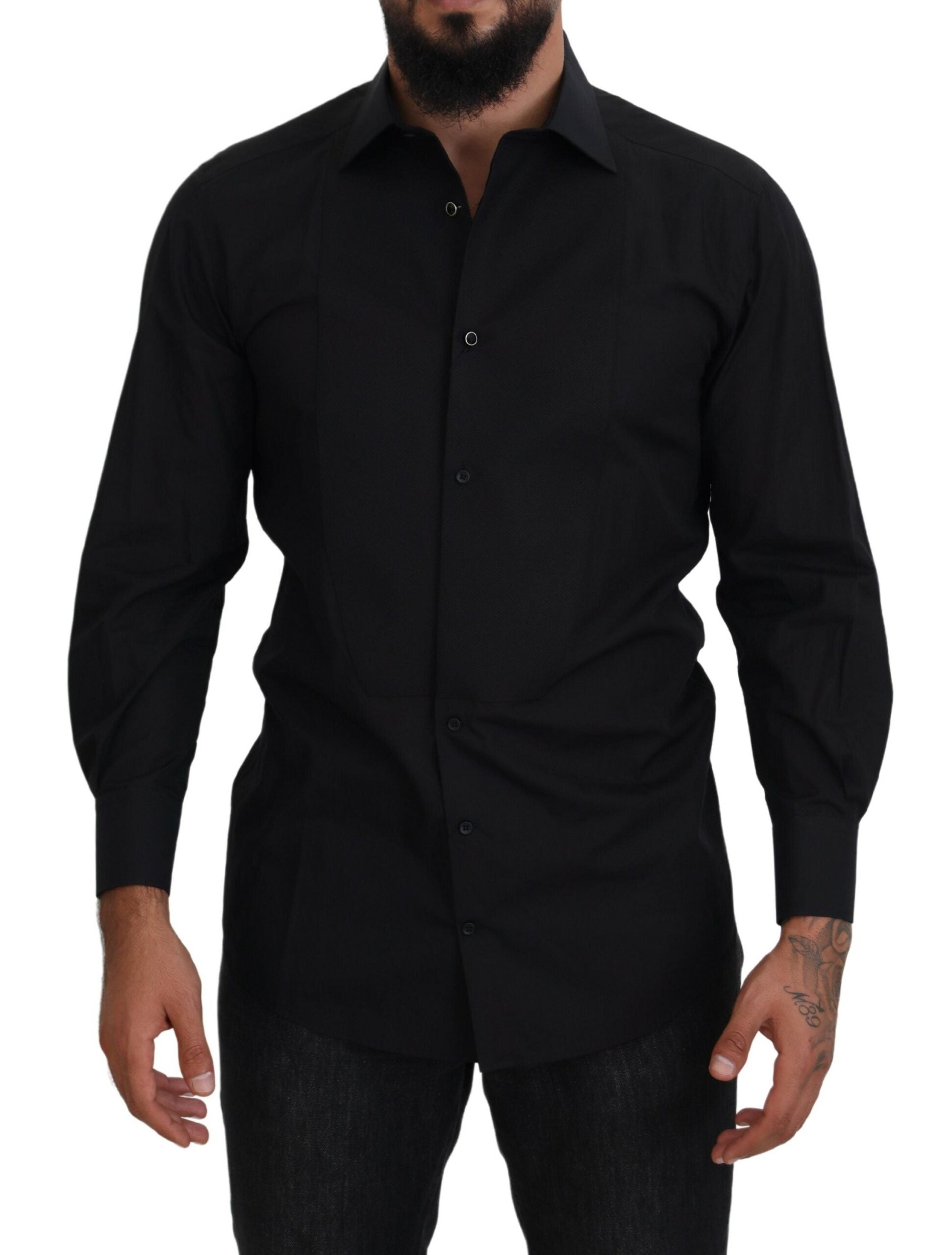 Dolce &amp; Gabbana – Elegantes, schwarzes, formelles Langarmhemd