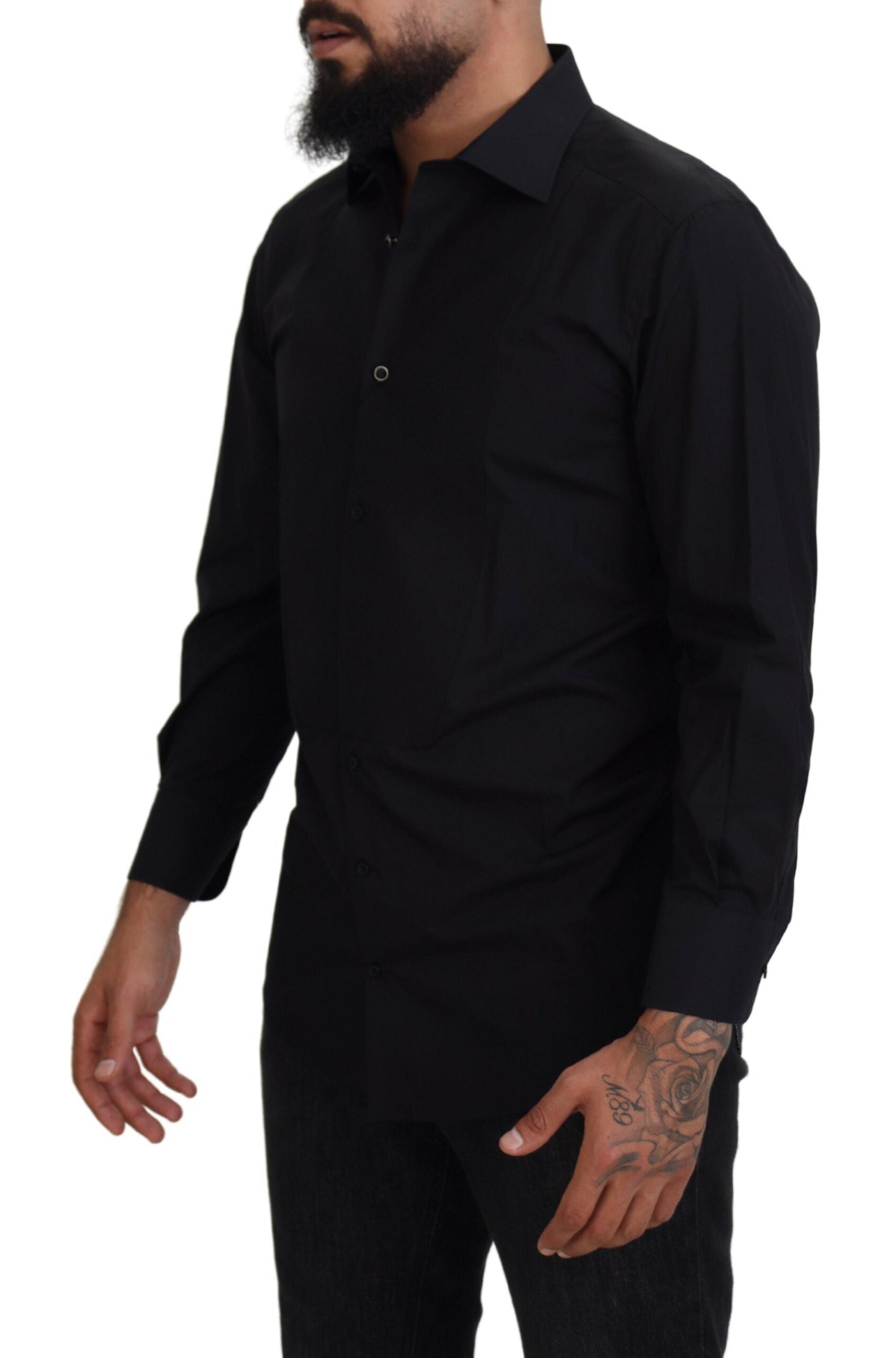 Dolce &amp; Gabbana – Elegantes, schwarzes, formelles Langarmhemd
