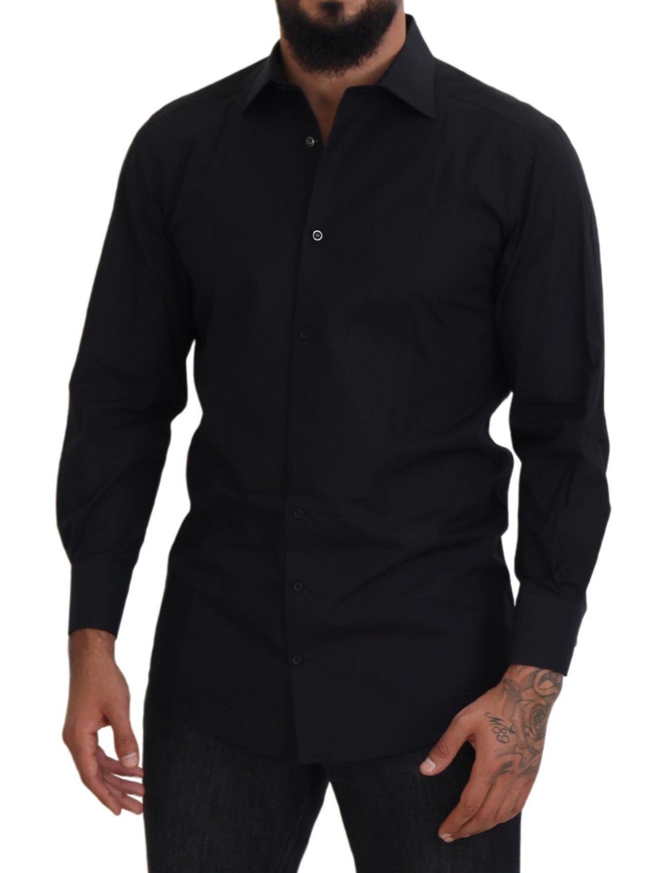 Dolce &amp; Gabbana – Elegantes, schwarzes, formelles Langarmhemd