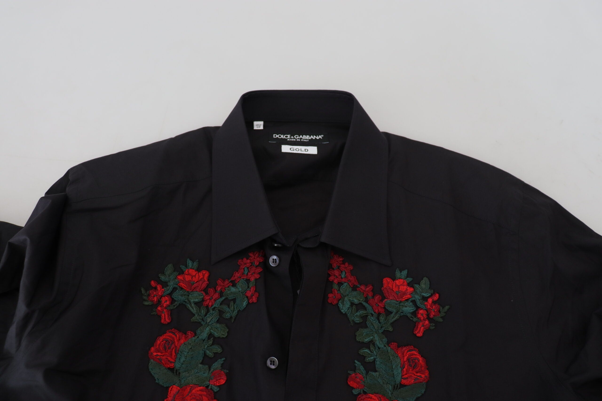 Dolce &amp; Gabbana Elegantes Baumwollhemd mit Blumenstickerei