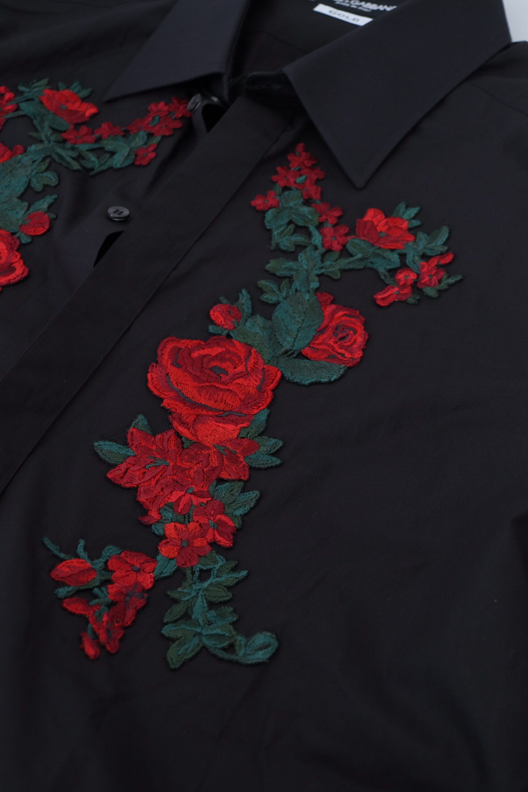 Dolce &amp; Gabbana Elegantes Baumwollhemd mit Blumenstickerei