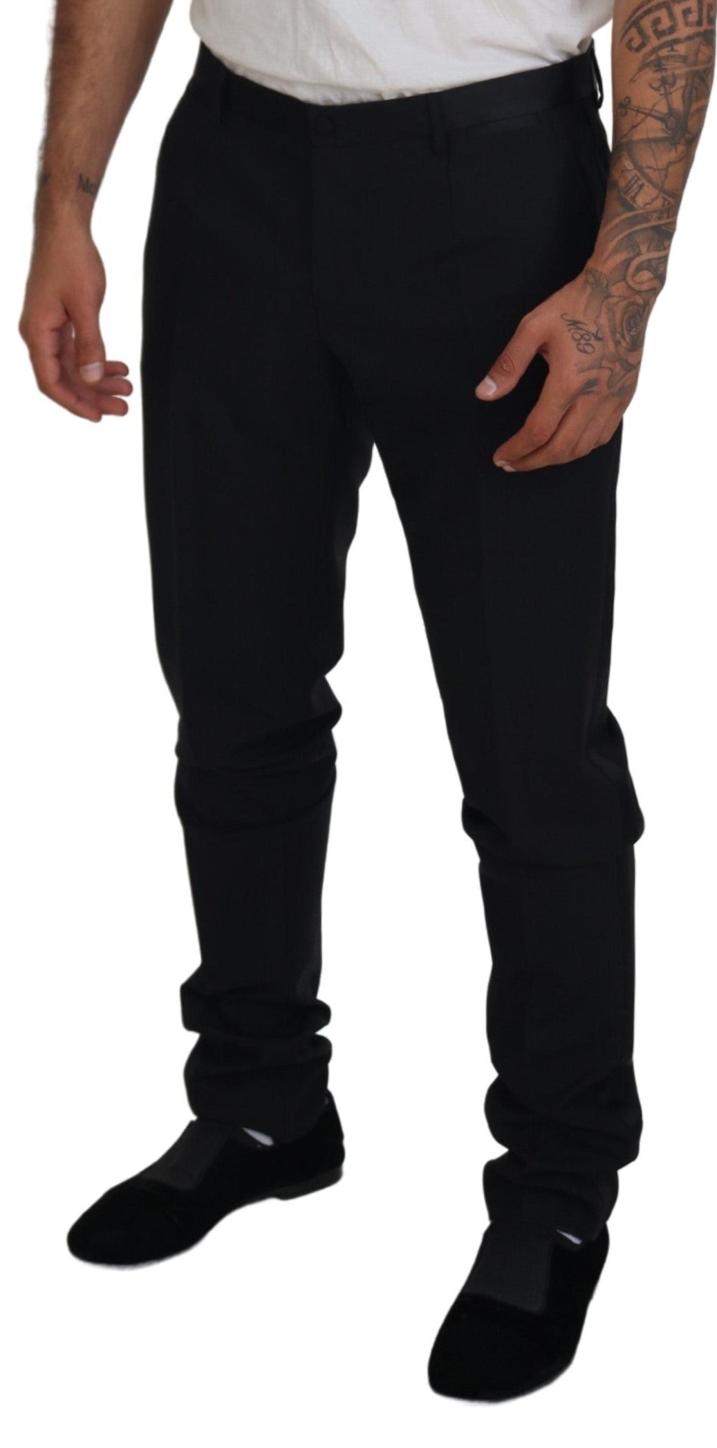 Dolce &amp; Gabbana Elegante schwarze Anzughose aus Schurwollmischung