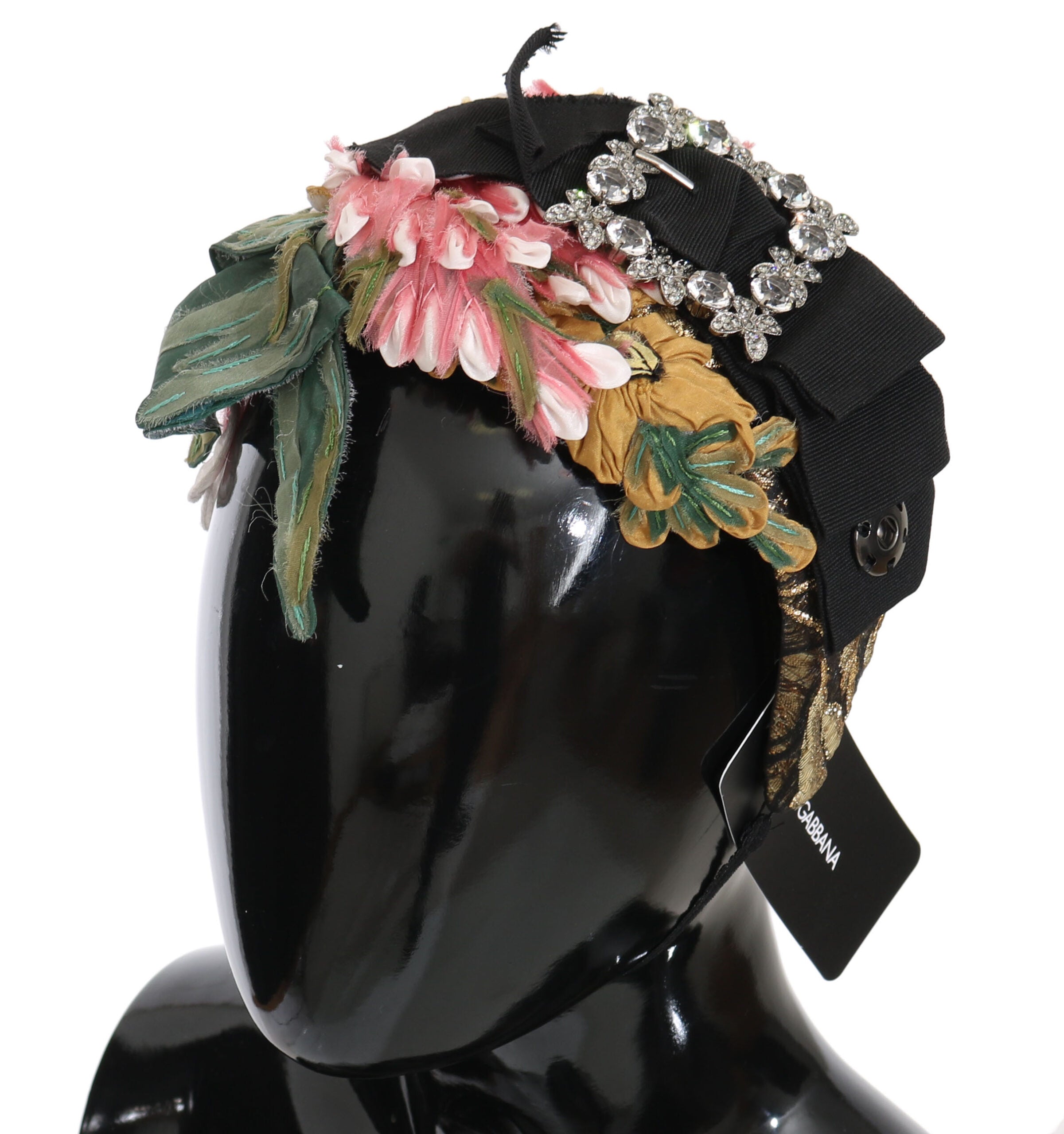 Bentiță elegantă cu imprimeu floral și cristale Dolce &amp; Gabbana
