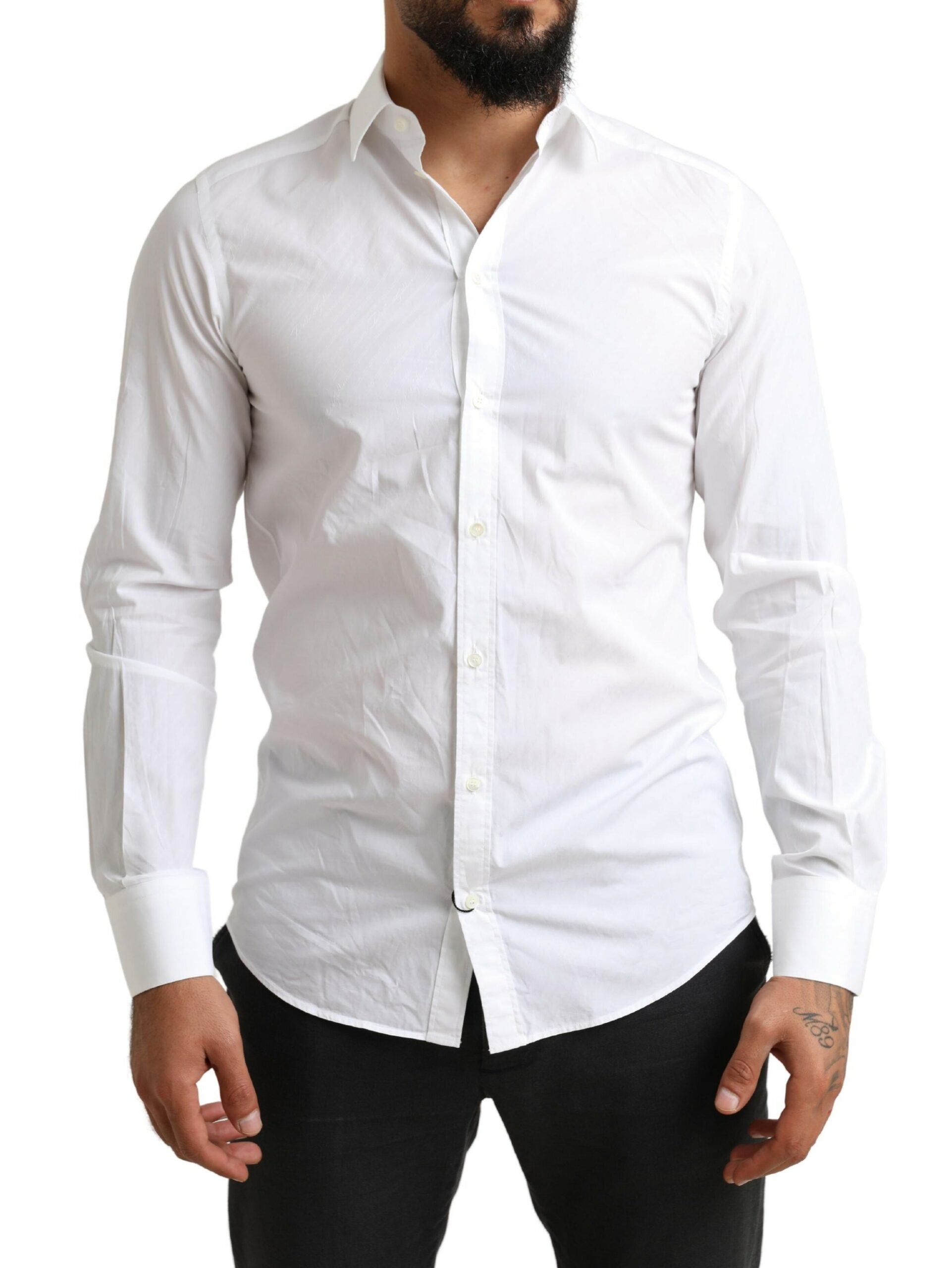 Dolce &amp; Gabbana Elegantes weißes Martini-Hemd aus Baumwolle