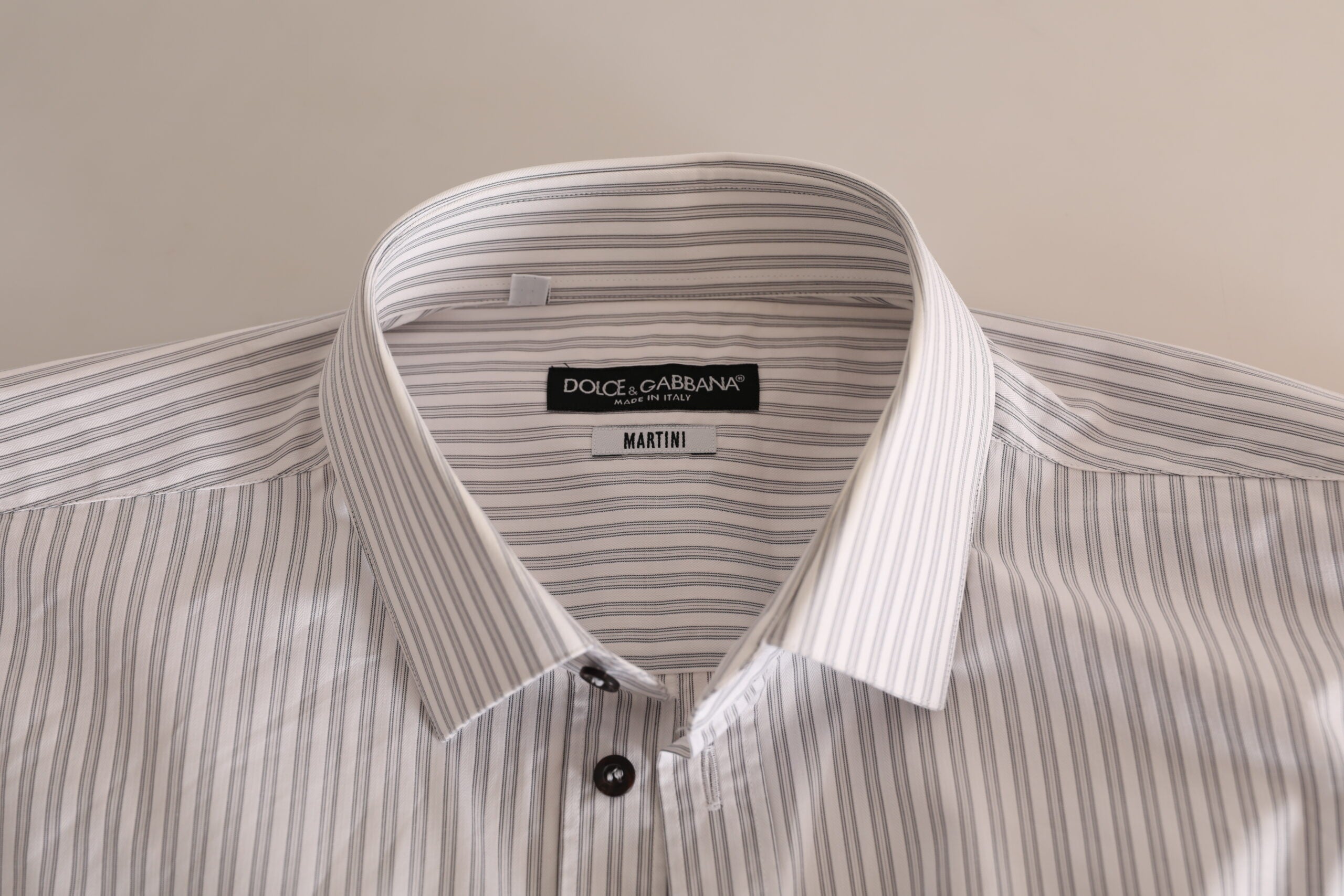 Dolce &amp; Gabbana Elegantes weiß gestreiftes Baumwollhemd