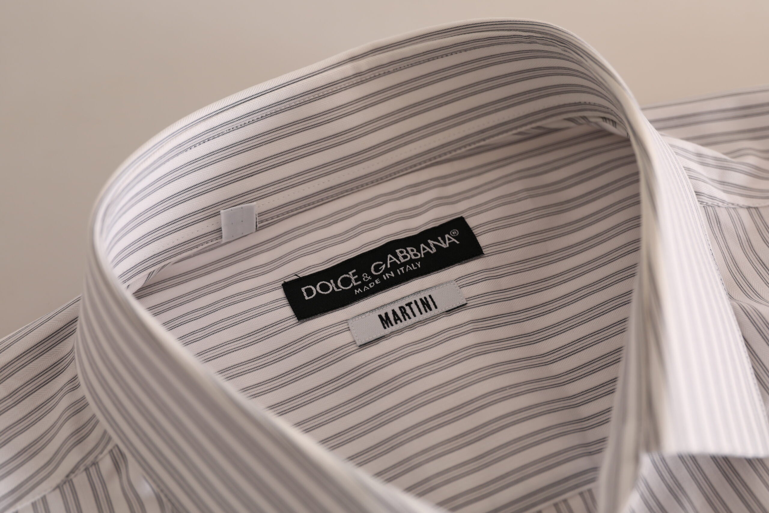 Dolce &amp; Gabbana Elegantes weiß gestreiftes Baumwollhemd