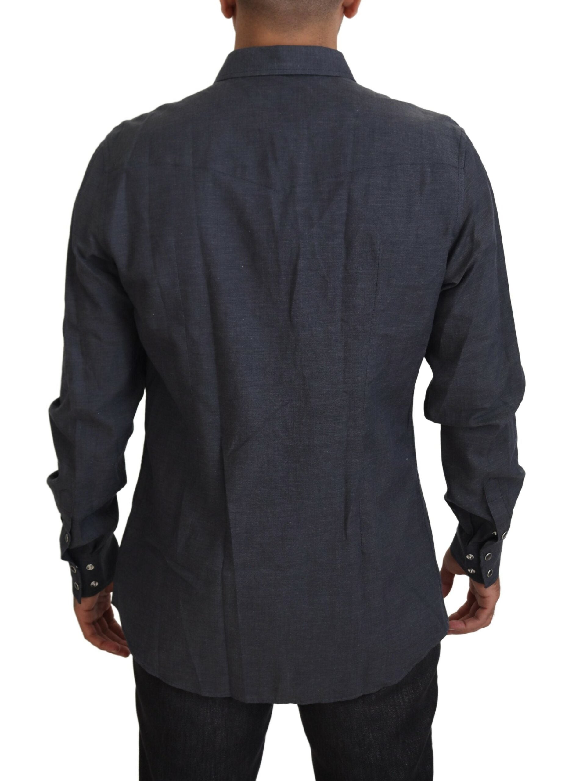 Dolce &amp; Gabbana Elegantes Slim-Fit Freizeithemd aus blauem Denim