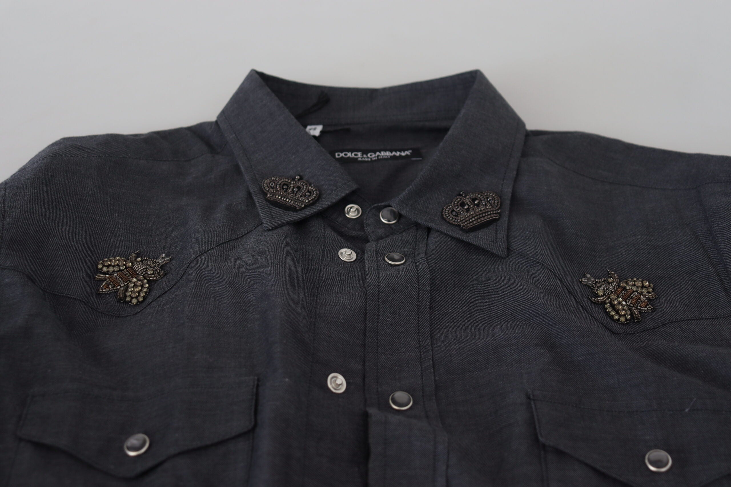 Dolce &amp; Gabbana Elegantes Slim-Fit Freizeithemd aus blauem Denim