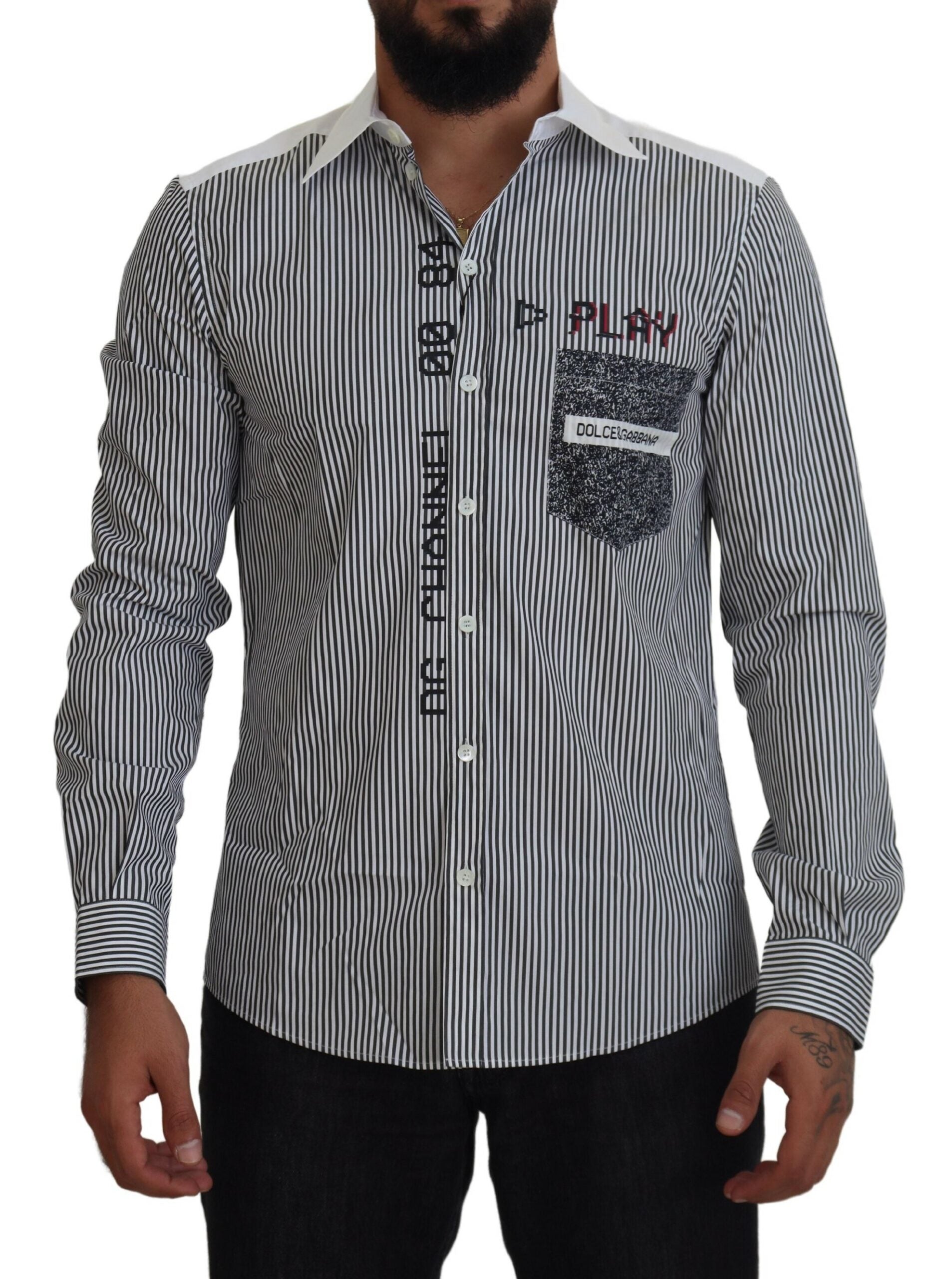 Dolce &amp; Gabbana Slim Fit Gestreiftes Freizeithemd mit Kanalmotiv