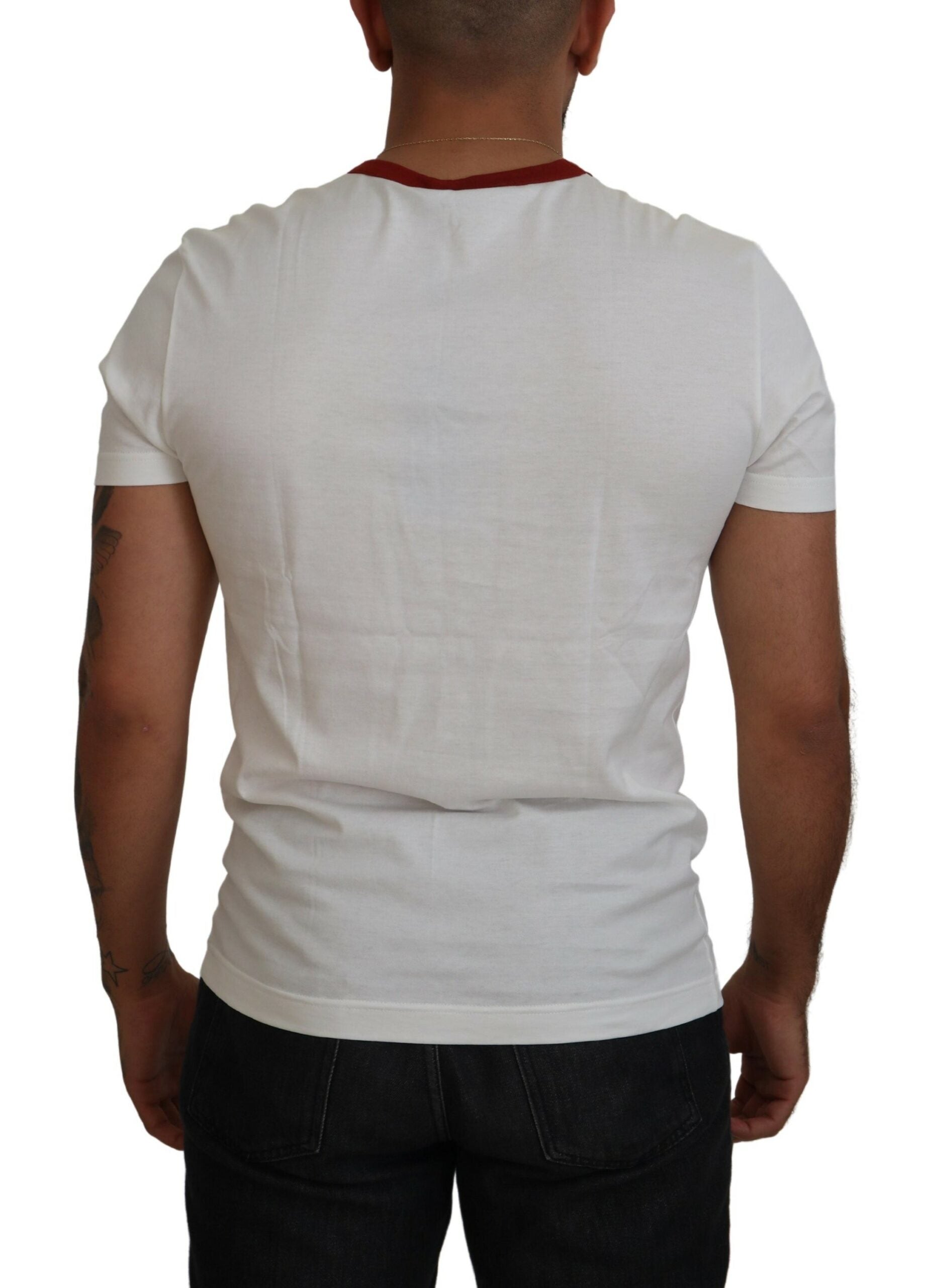 Dolce &amp; Gabbana – Elegantes weißes Baumwoll-T-Shirt mit Rundhalsausschnitt