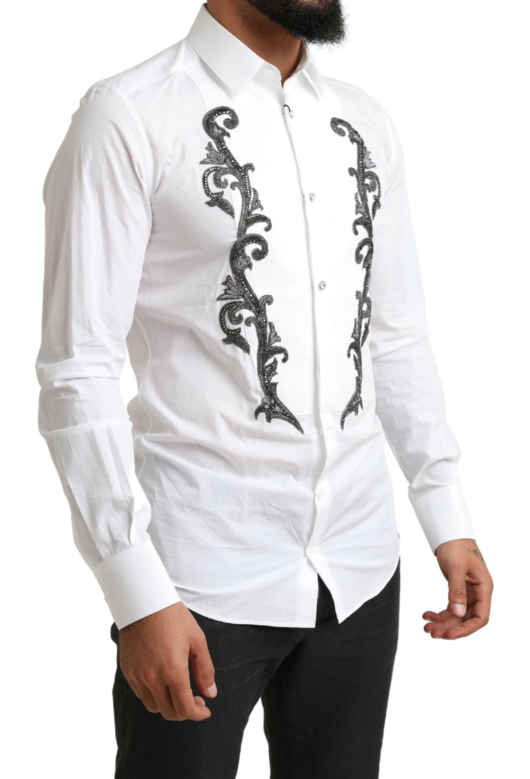 Dolce &amp; Gabbana – Slim Fit Smokinghemd aus italienischem Designer