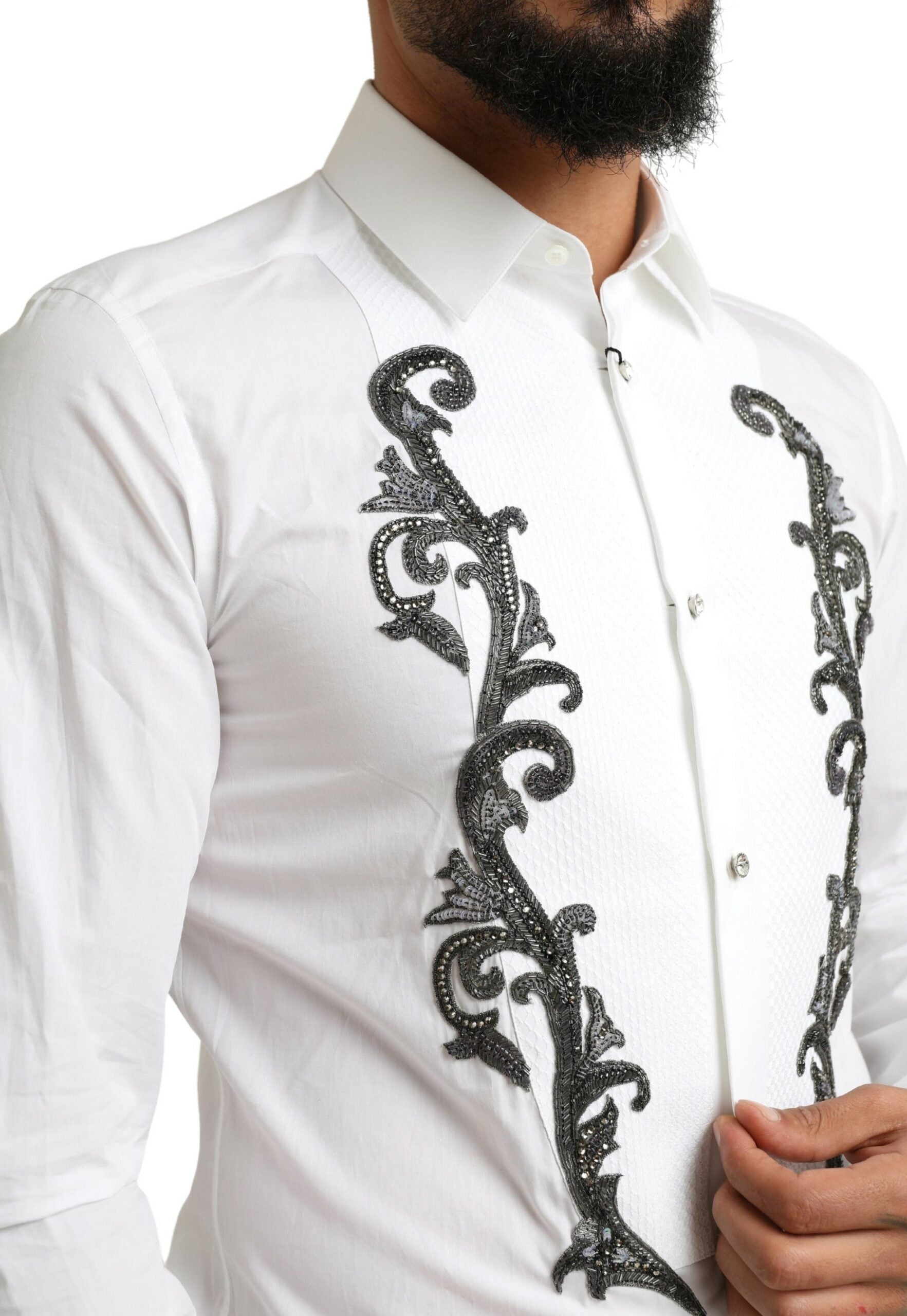Dolce &amp; Gabbana – Slim Fit Smokinghemd aus italienischem Designer