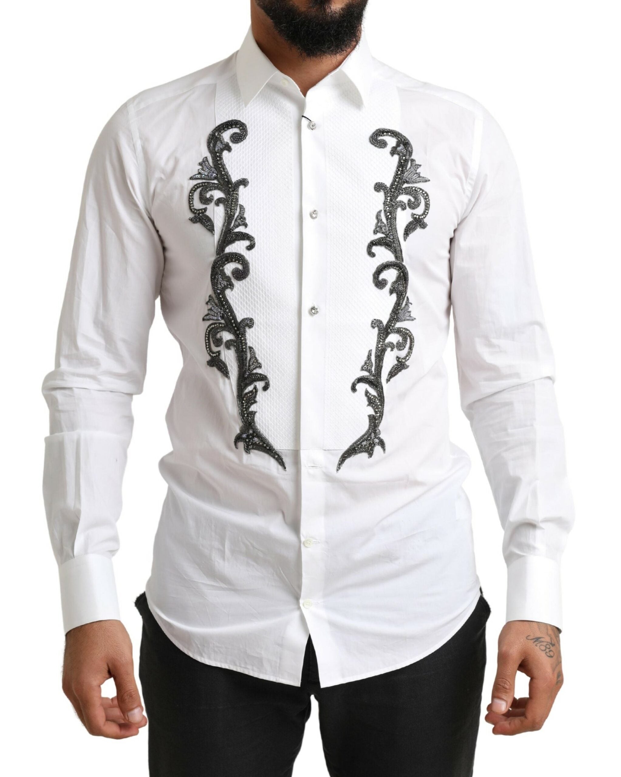 Dolce &amp; Gabbana – Slim Fit Smokinghemd aus italienischem Designer