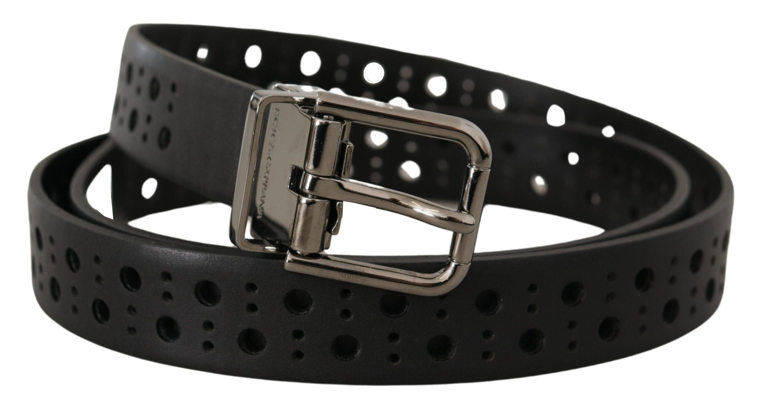 Curea elegantă din piele neagră Dolce &amp; Gabbana cu cataramă metalică