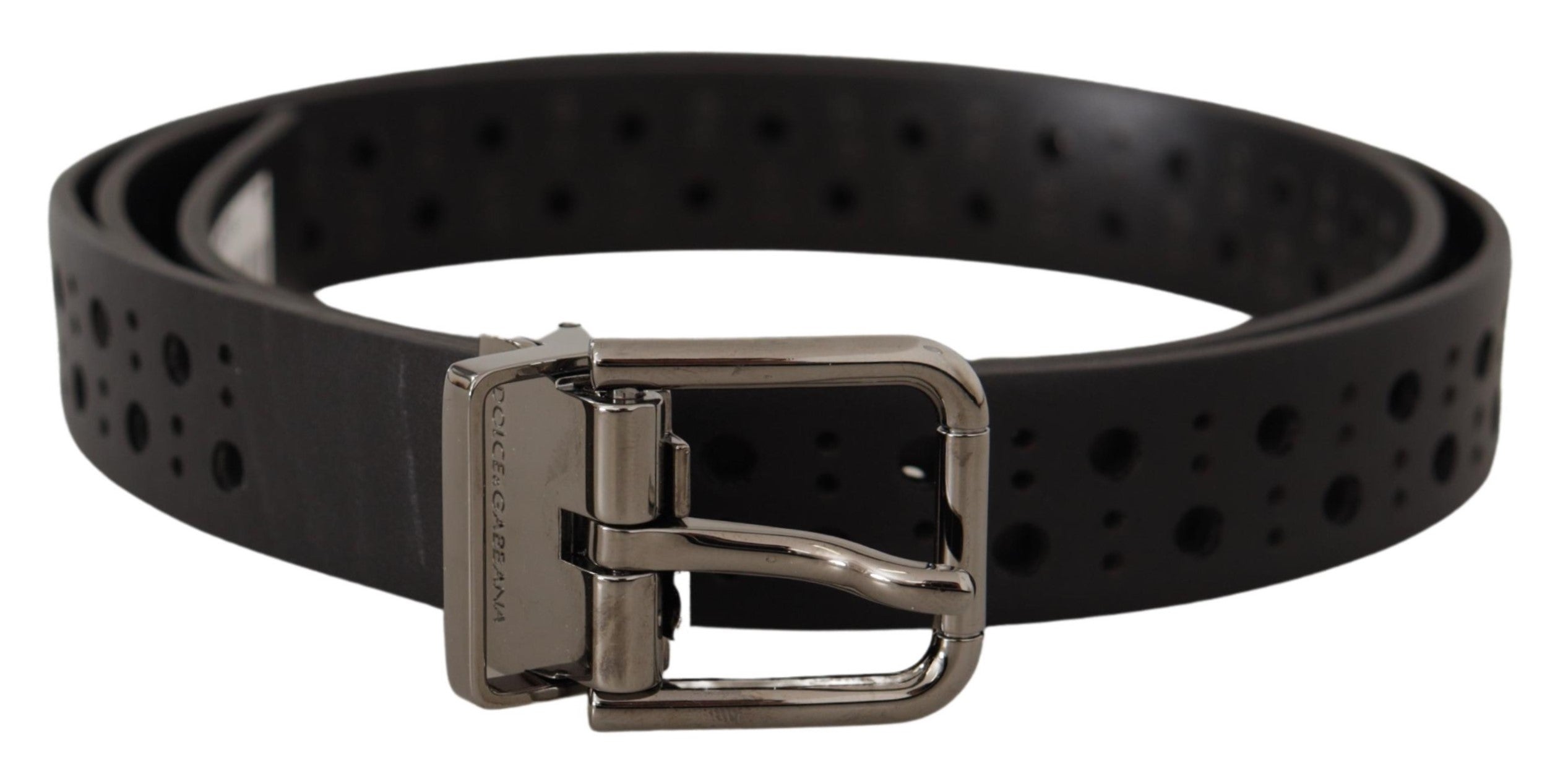 Curea elegantă din piele neagră Dolce &amp; Gabbana cu cataramă metalică