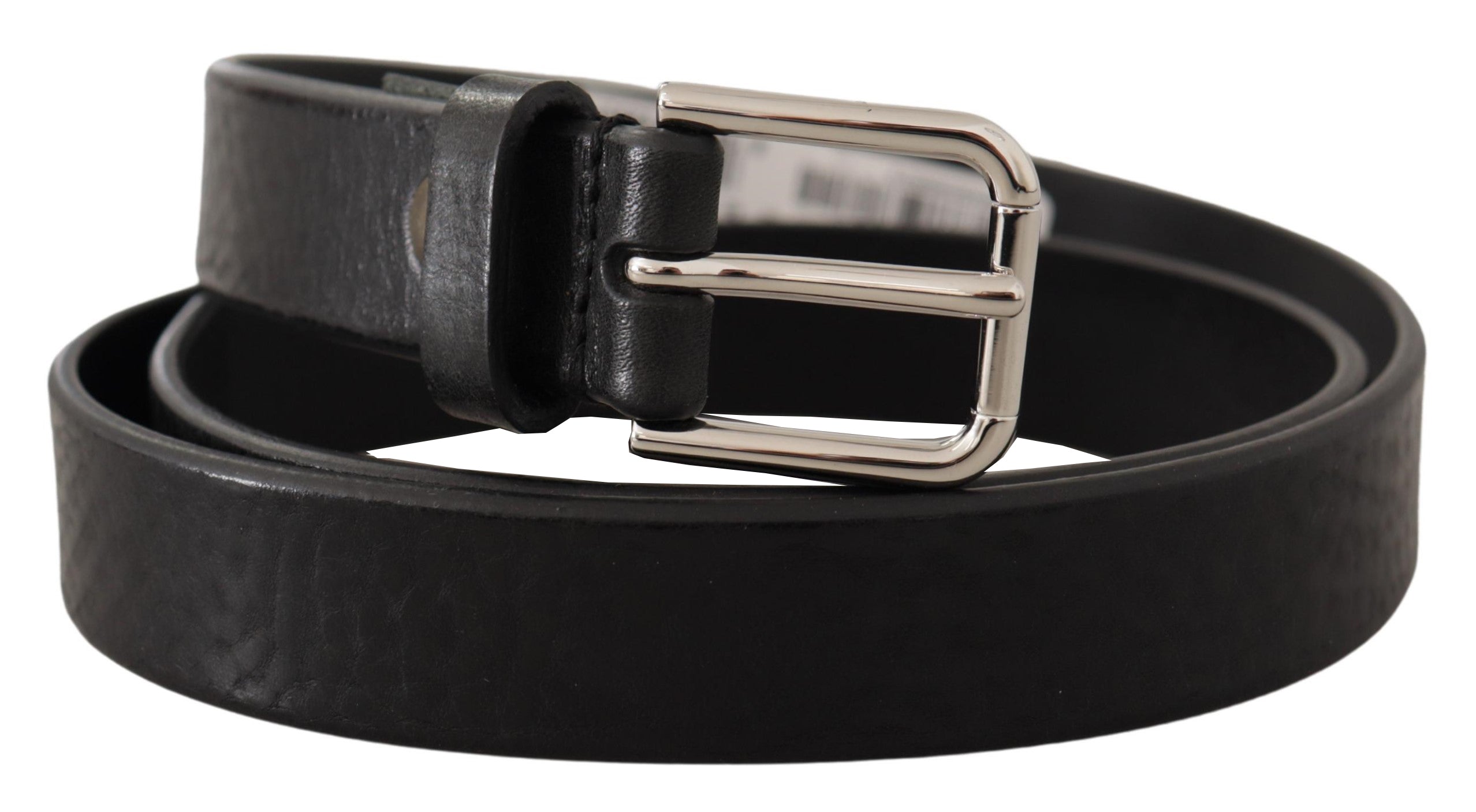 Curea elegantă din piele neagră Dolce &amp; Gabbana cu cataramă metalică
